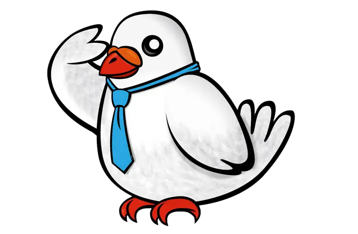 Cartoon Bird with Tie