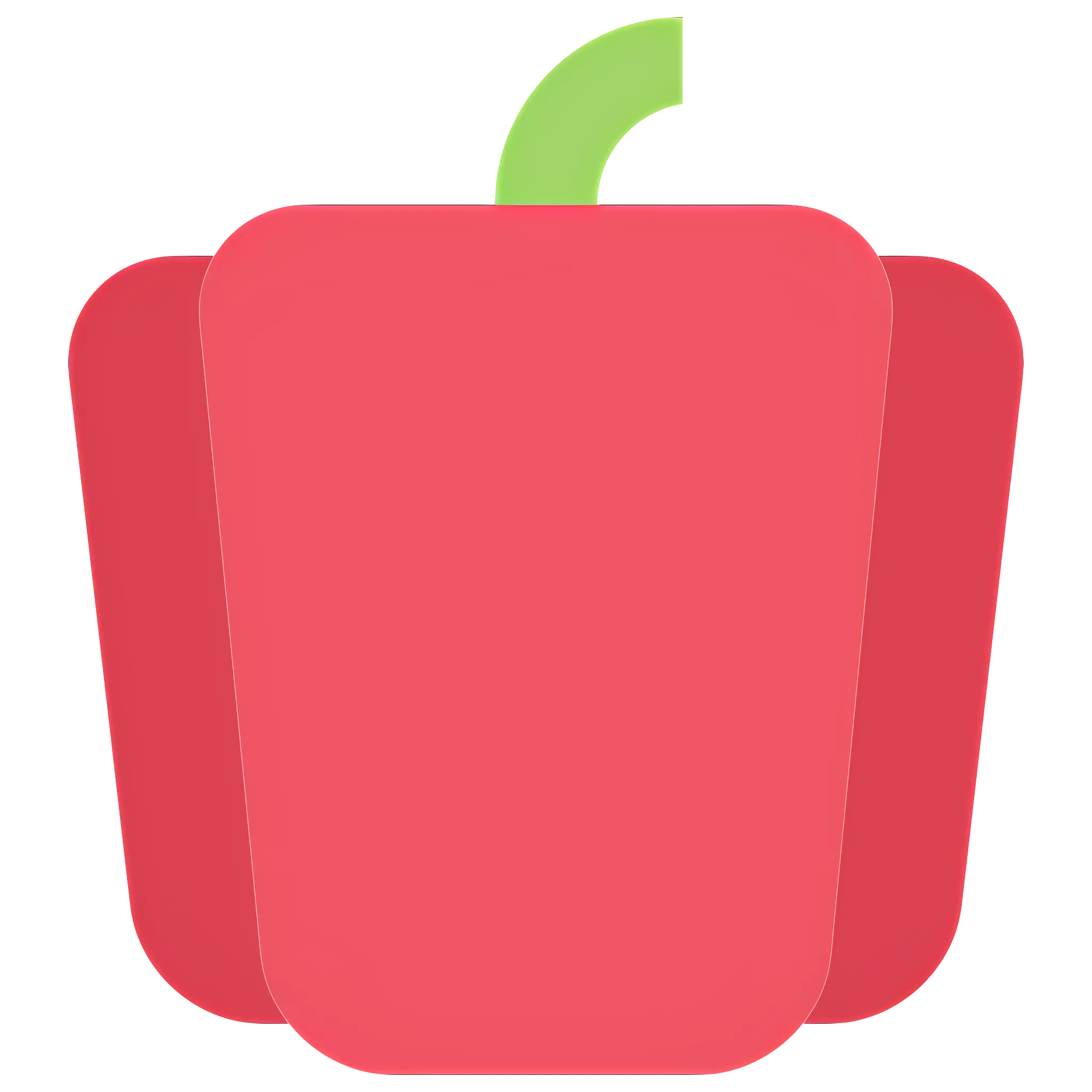 Red Bell Pepper in Flat Cartoon Style