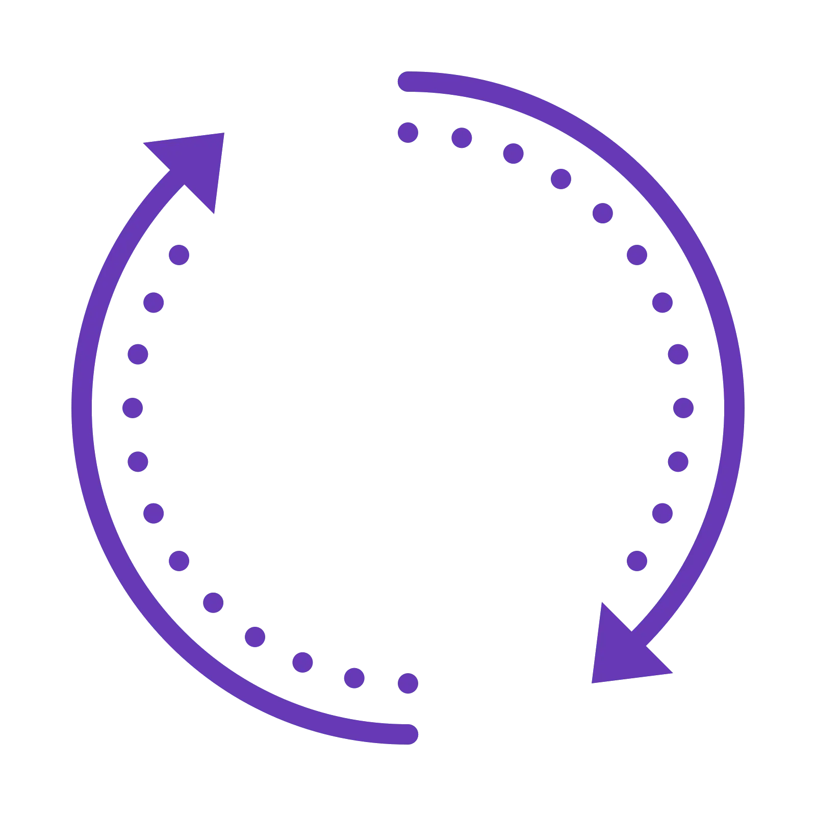 Purple Circular Arrows with Dotted Line