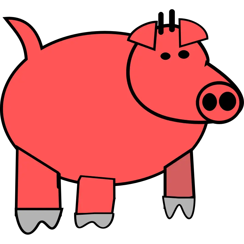 Cartoon Illustration of a Red Pig