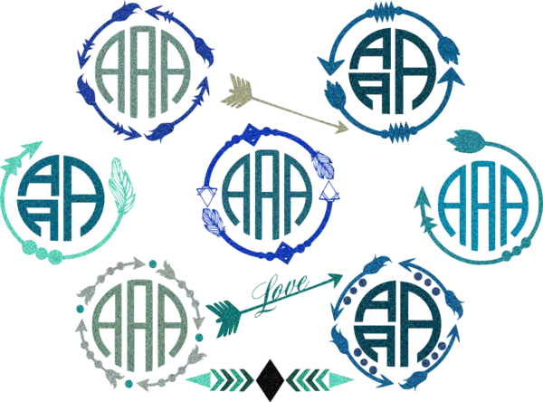 Decorative Monogram Designs with Arrows