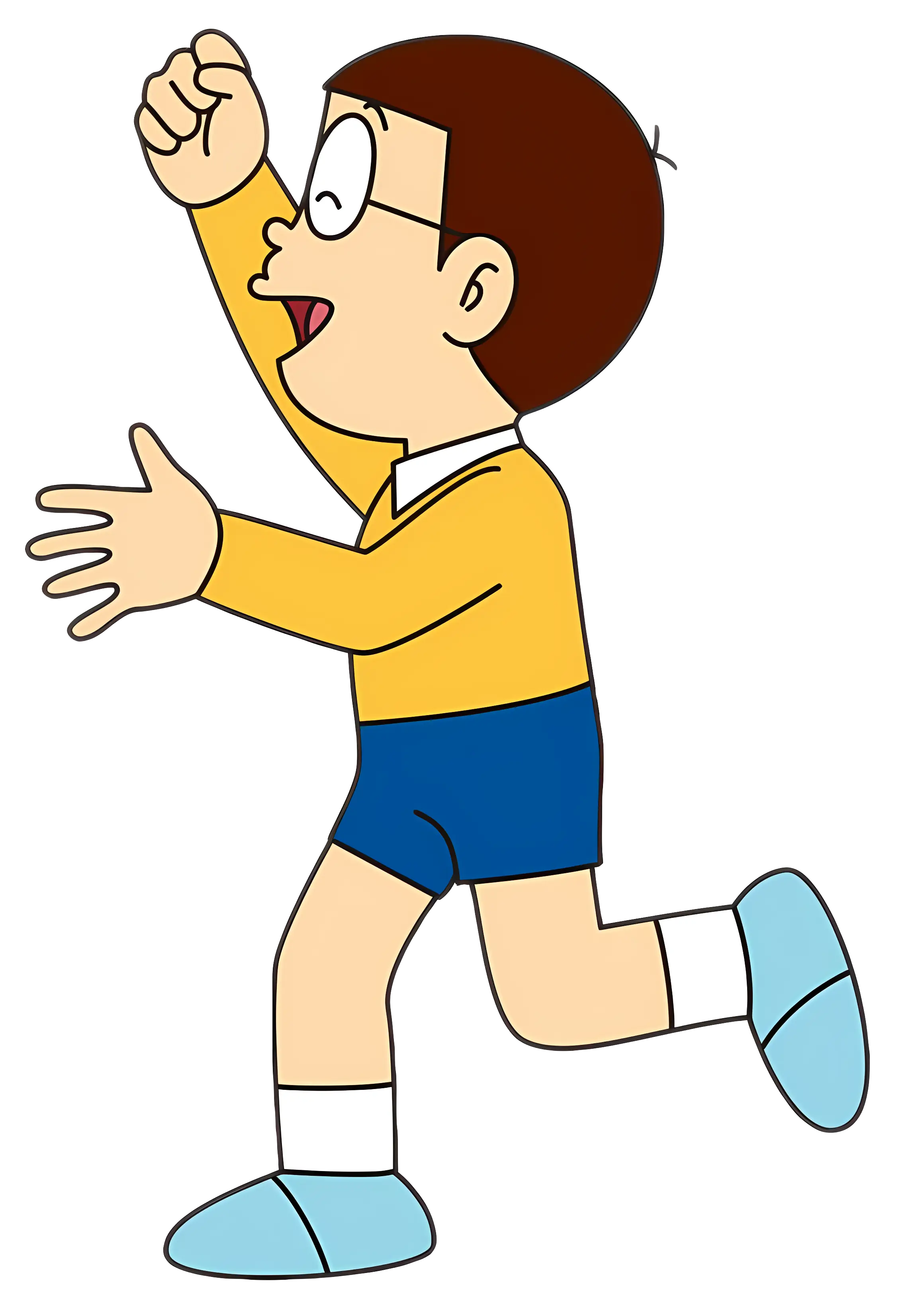Cartoon Boy Running with Glasses