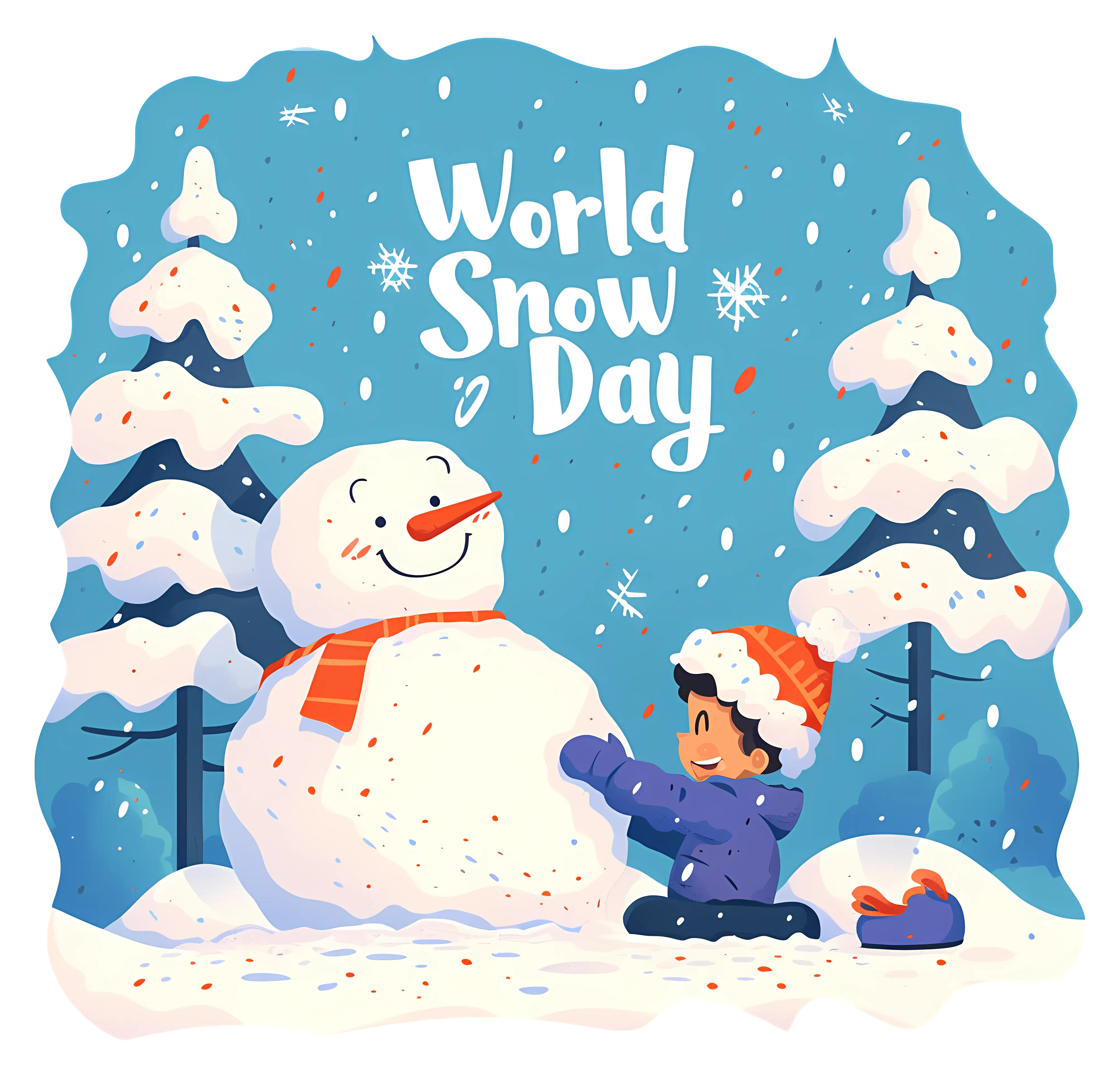 World Snow Day Celebration with Snowman Illustration