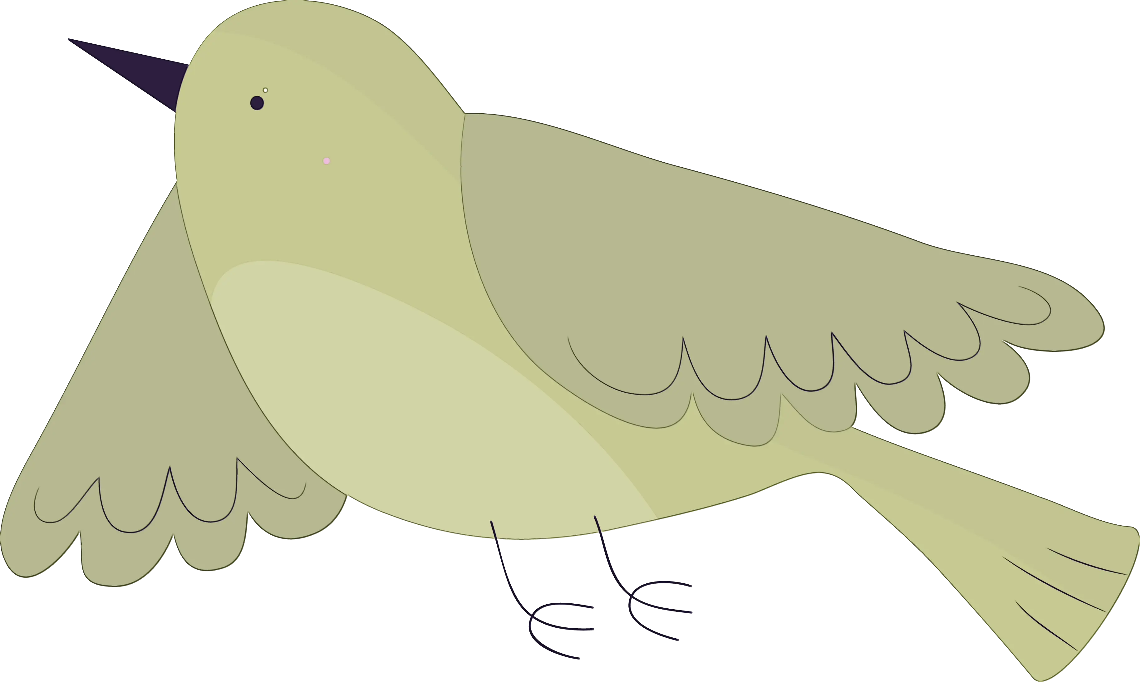 Green Cartoon Bird with Minimalist Illustration