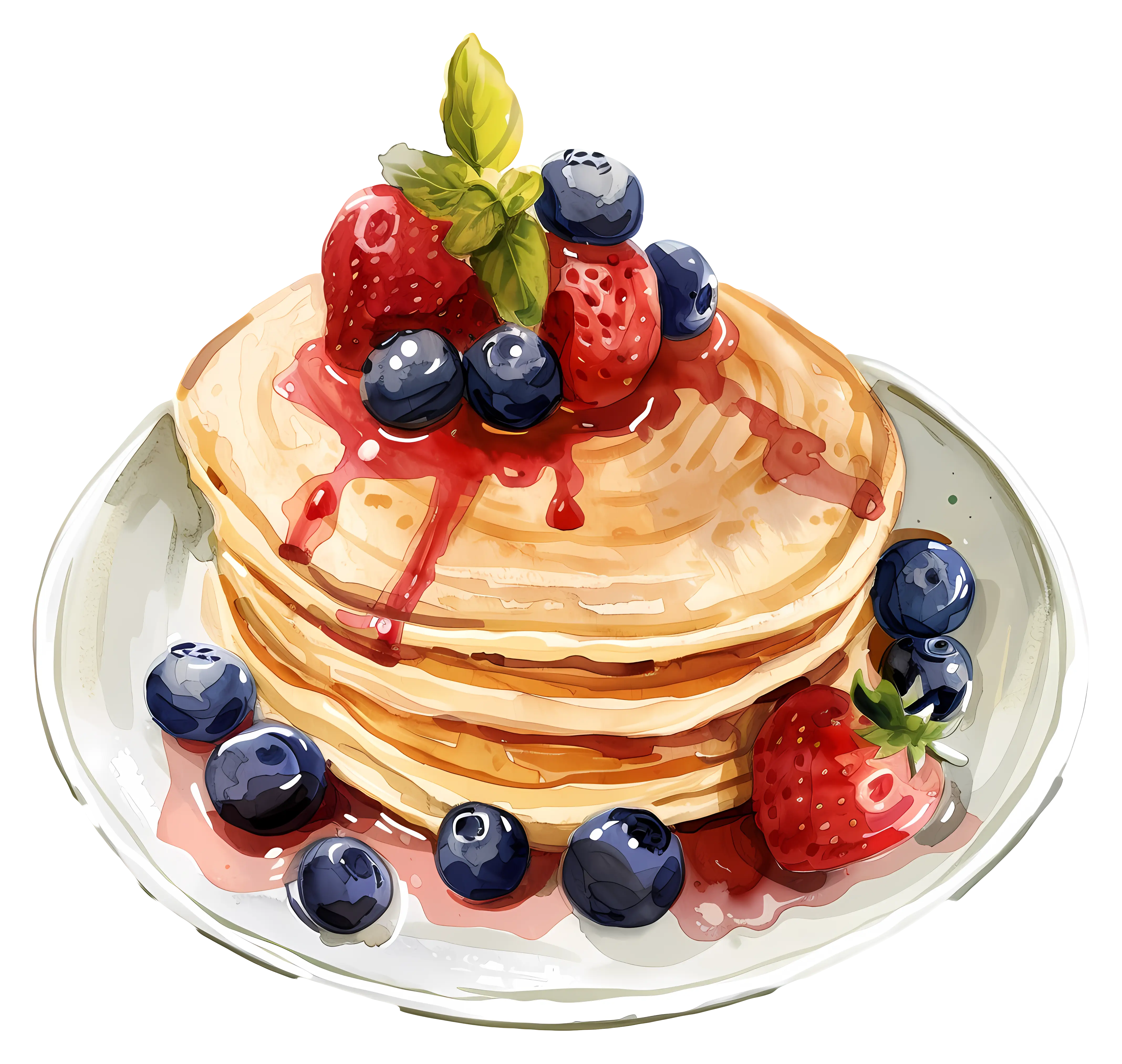 Delicious Pancakes with Berries and Syrup