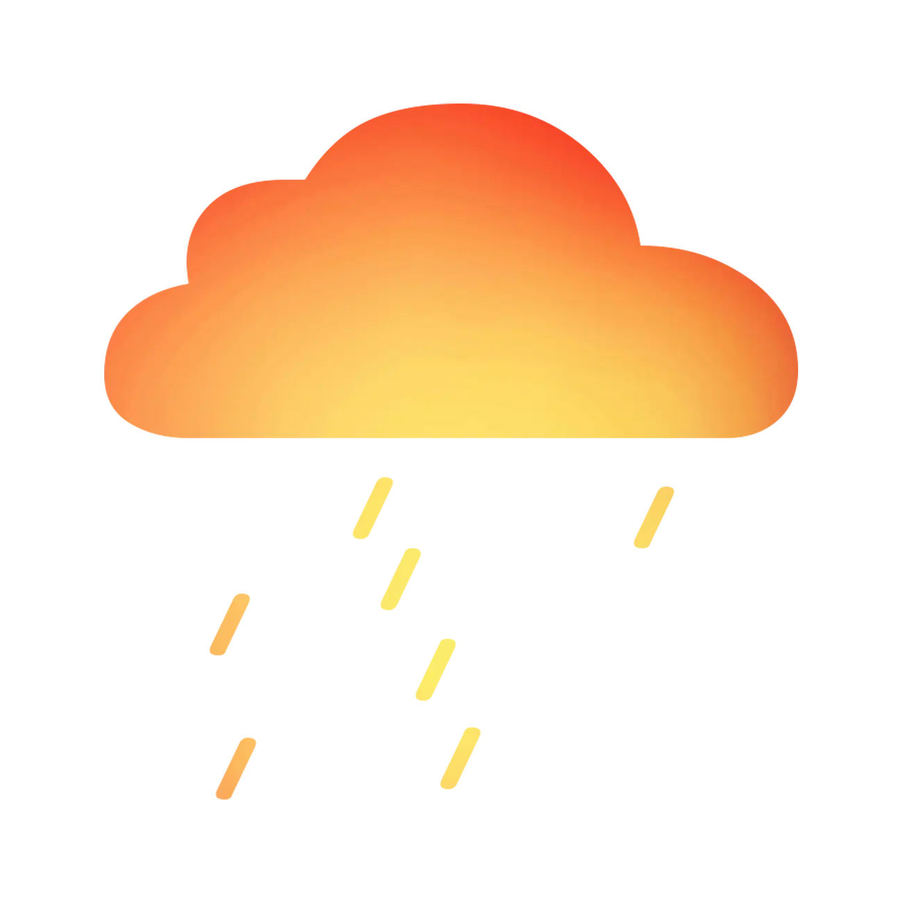 Orange Cloud Illustration with Rain Droplets
