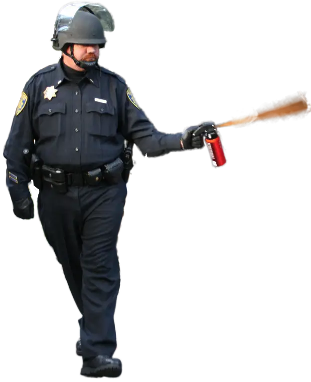 Police Officer Holding Pepper Spray