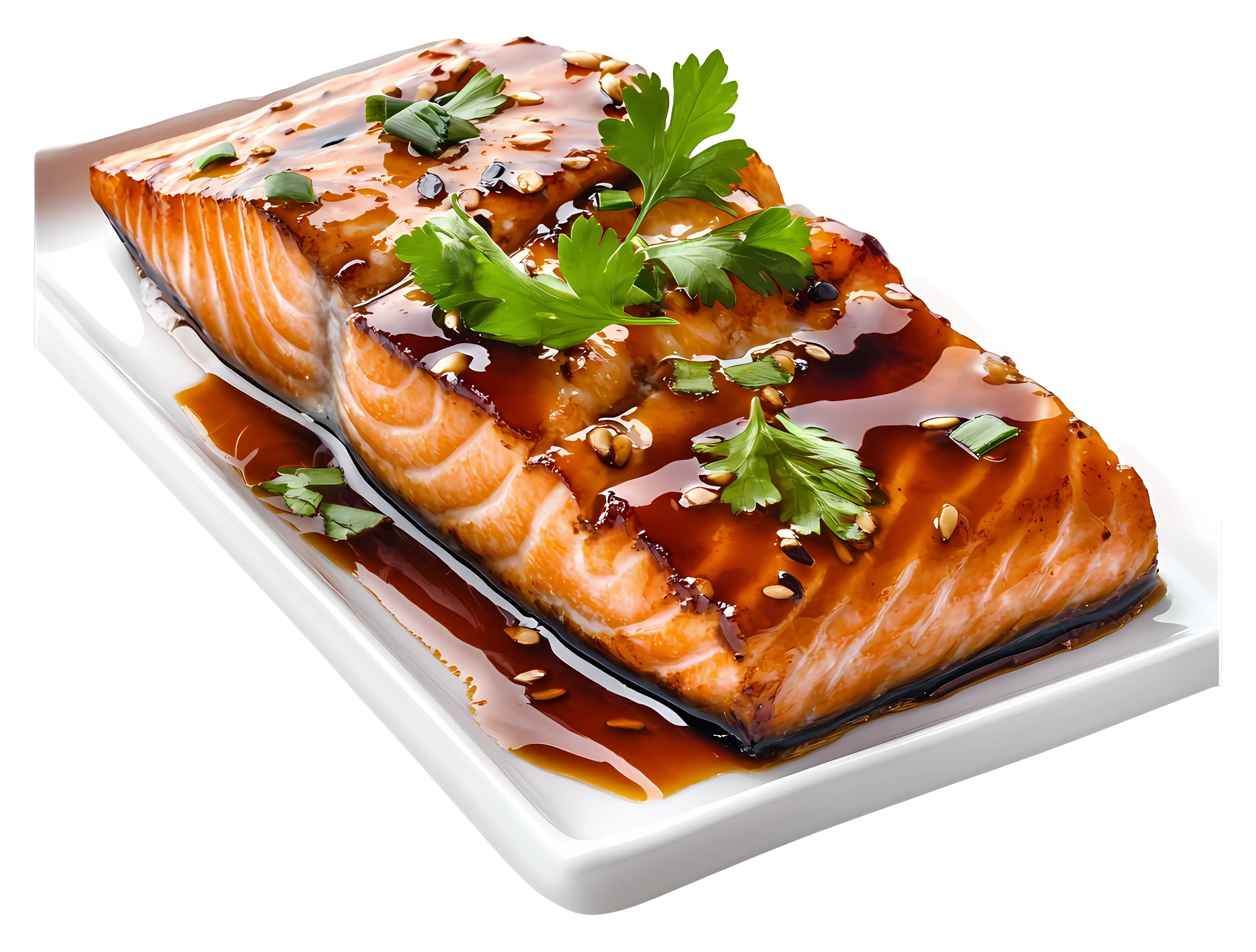 Grilled Salmon with Teriyaki Sauce and Herbs