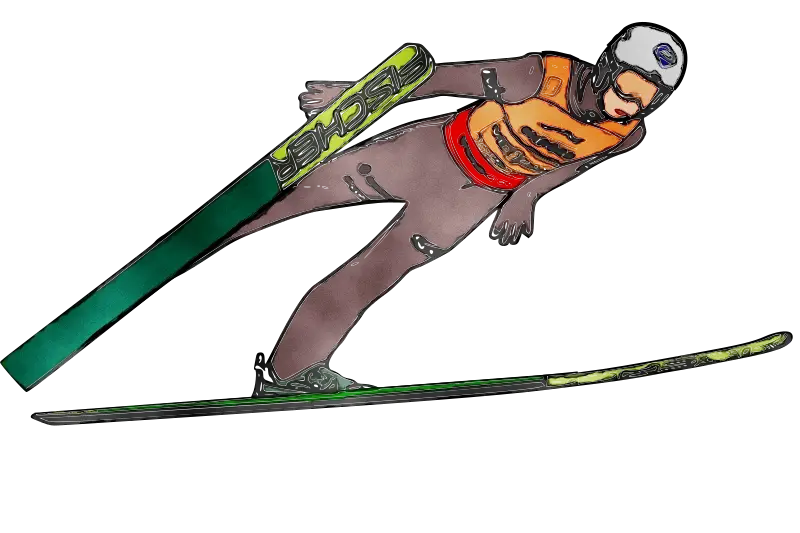 Ski Jumper Illustration in Action Pose