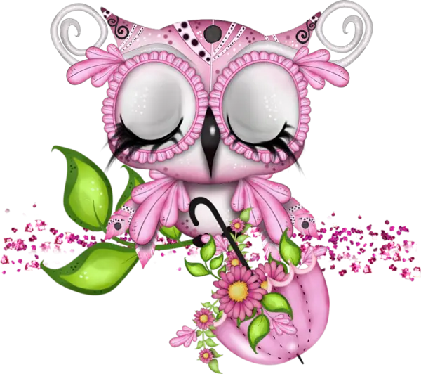 Adorable Pink Owl Illustration