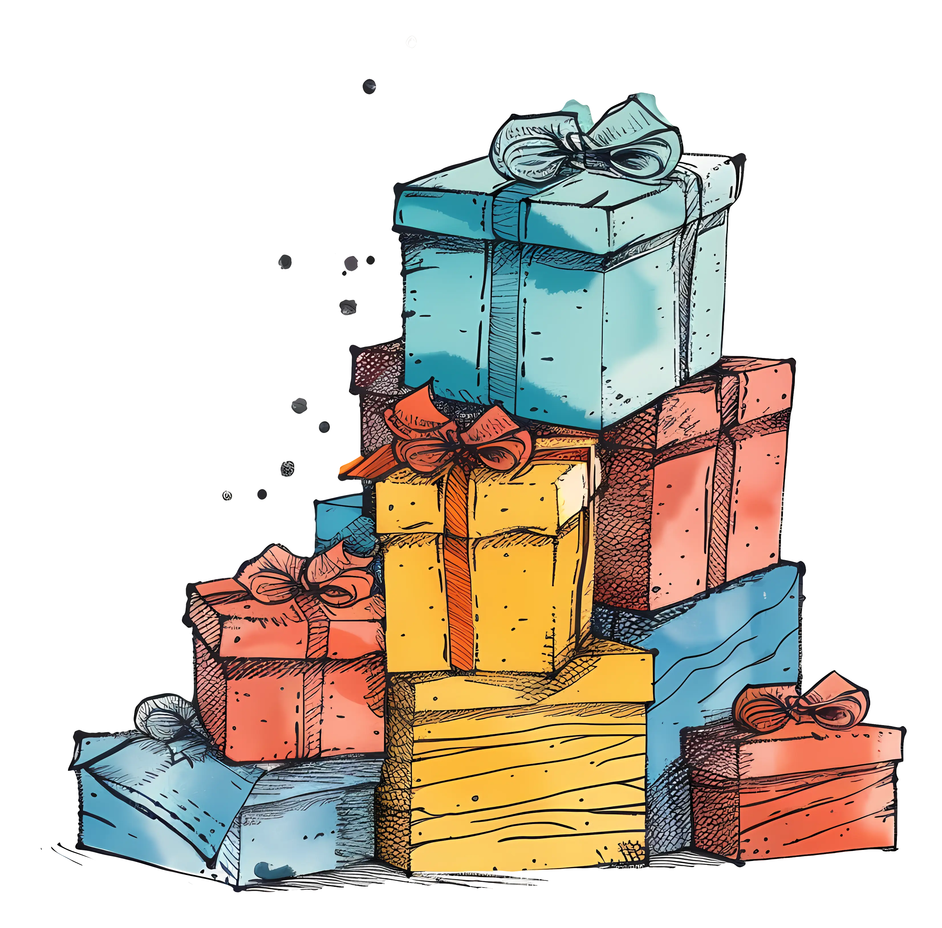Pile of Gift Boxes Illustration