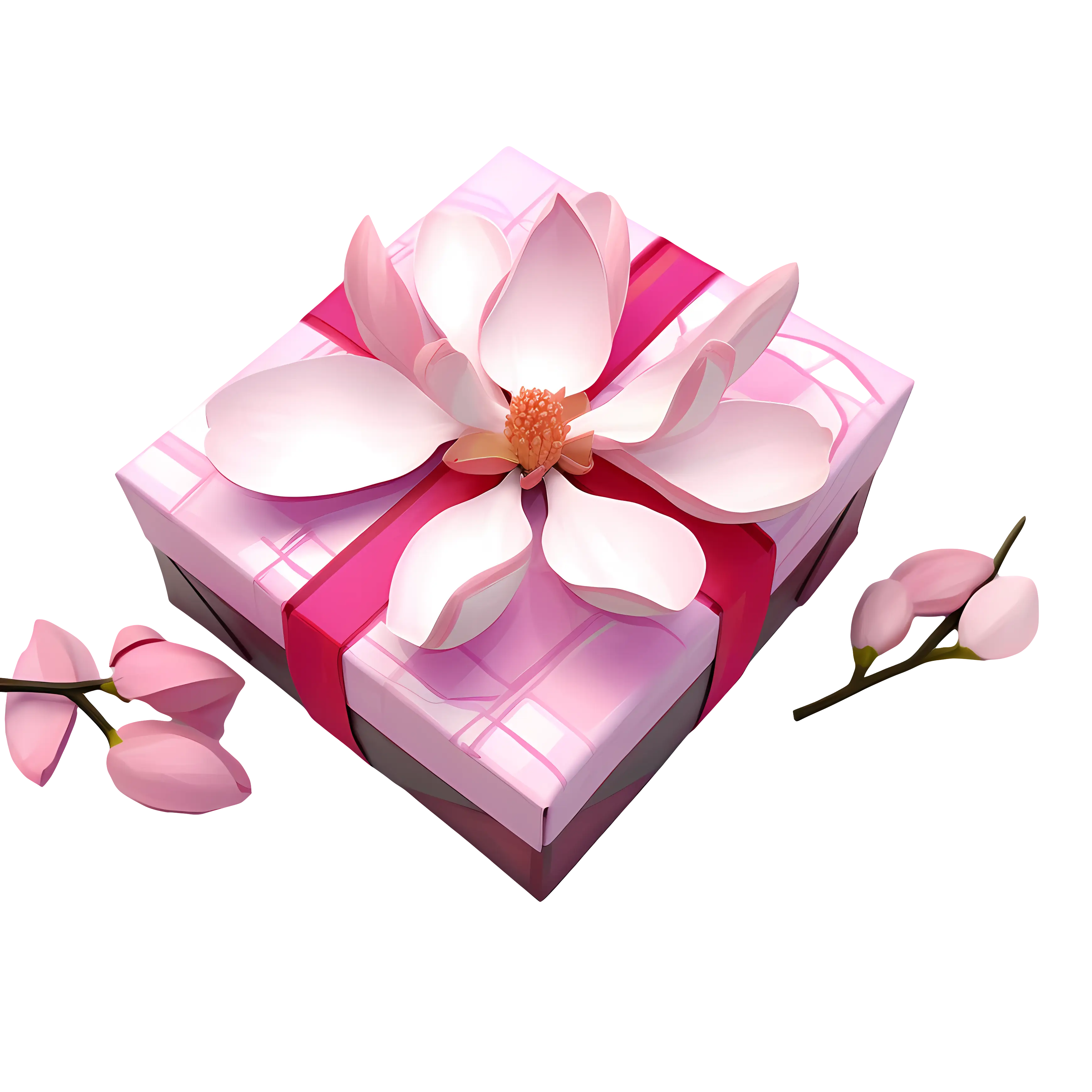 Beautifully Wrapped Gift Box with Flower Decoration