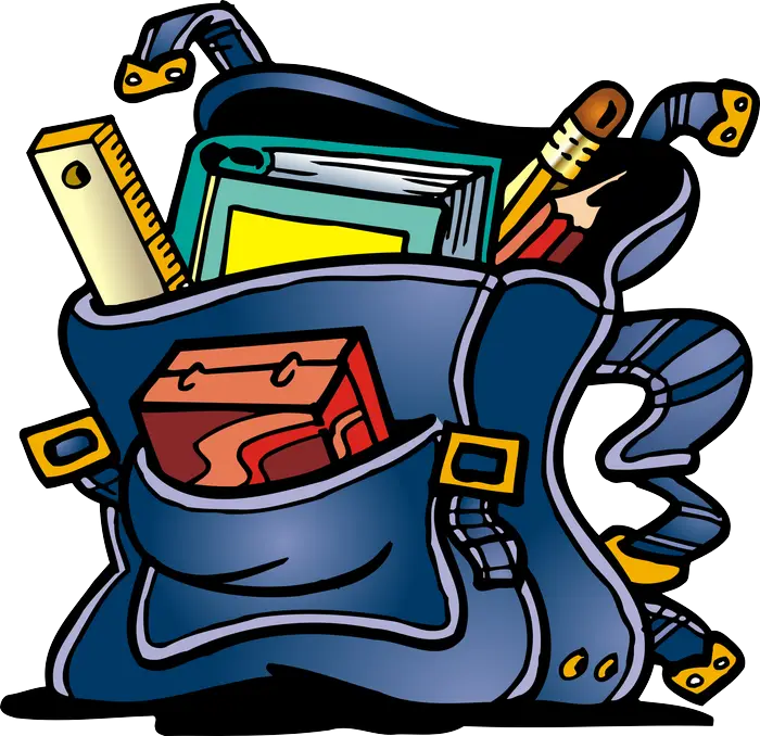 Blue School Backpack Full of Supplies