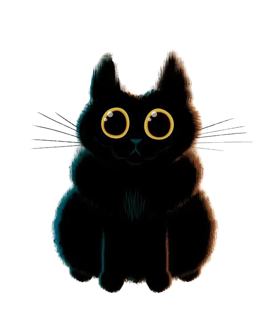 Black Cat with Big Eyes