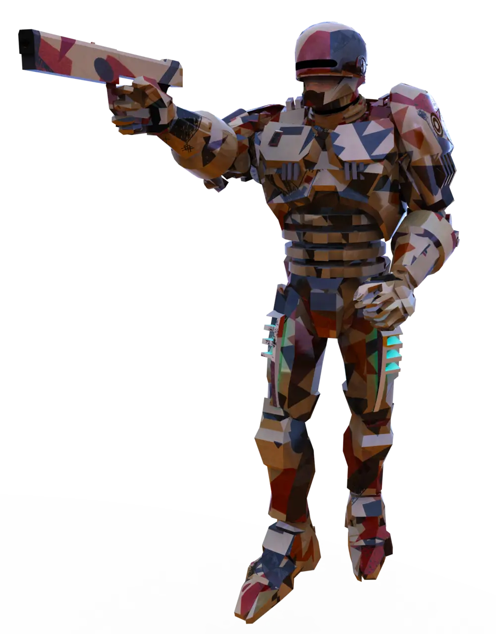 Futuristic Polygonal Robot with Gun