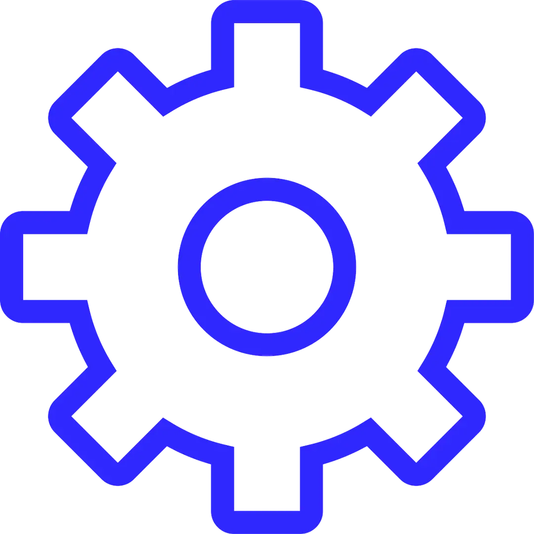 Blue Gear Icon Representing Settings or Adjustments