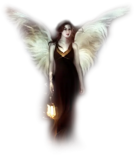 Ethereal Angel with Wings and Lantern