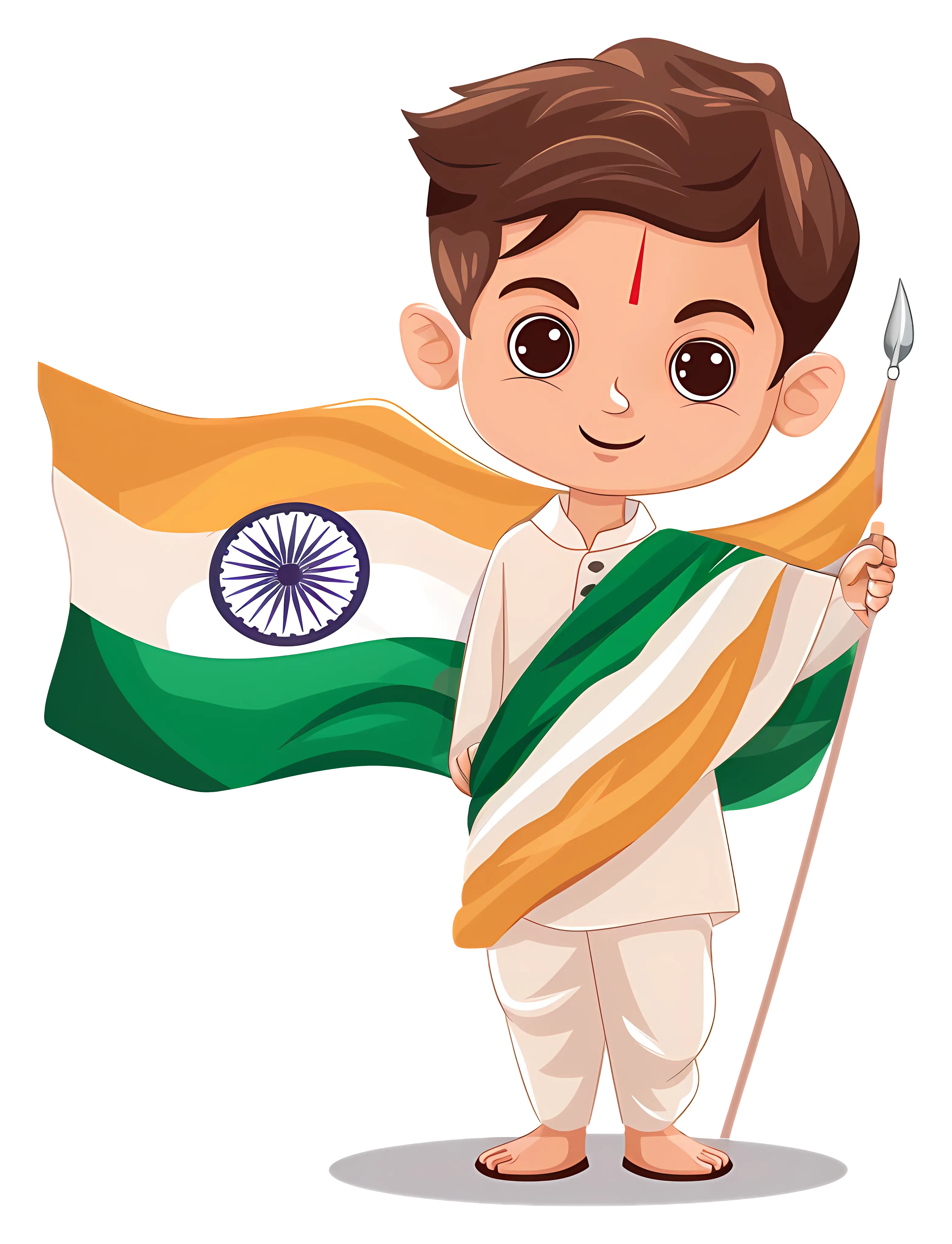 Boy Holding Indian Flag