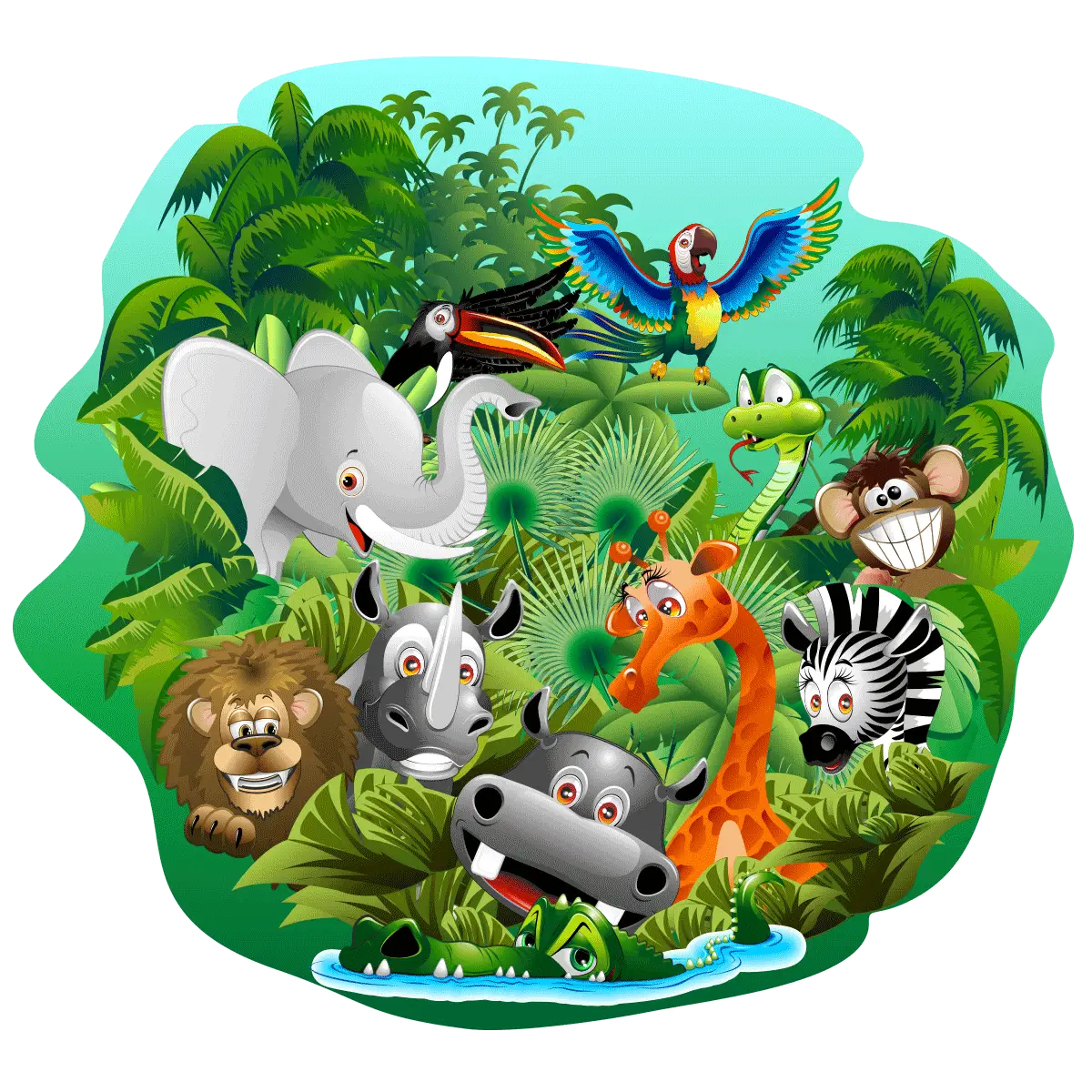 Jungle Animal Cartoon Illustration