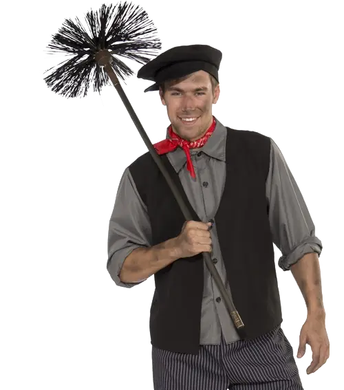 Chimney Sweep in Traditional Uniform with Tools