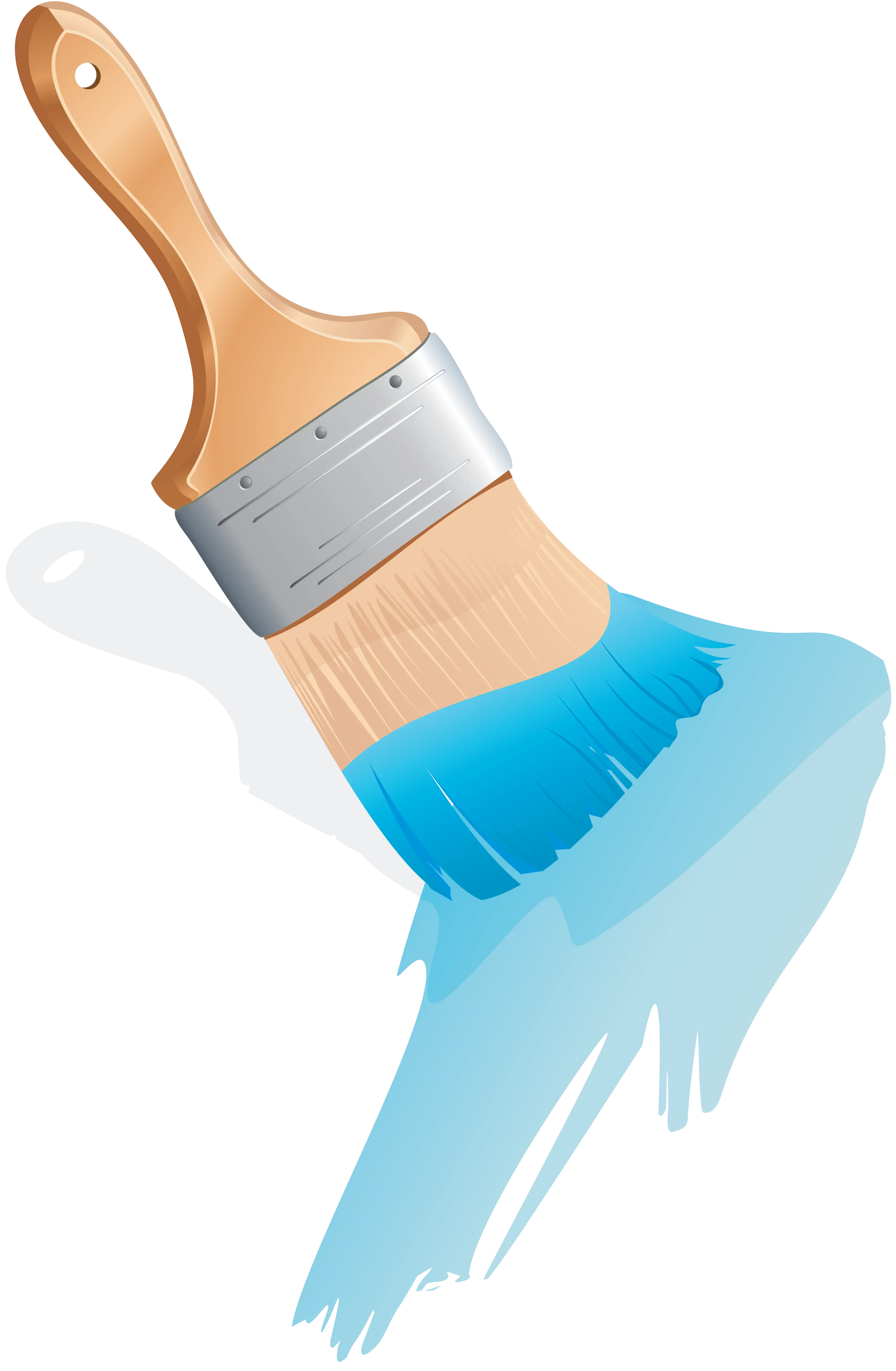 Paintbrush with Blue Paint Stroke