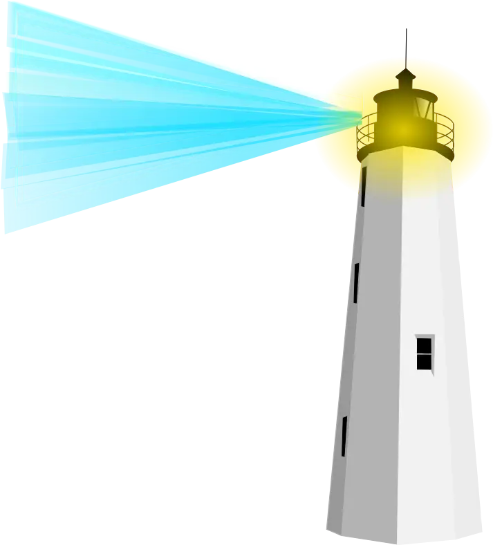 Lighthouse with Guiding Light Beam Illustration