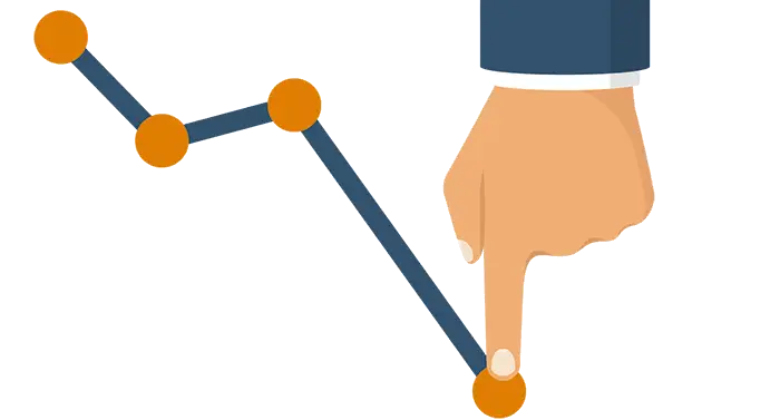 Hand Pointing at Declining Graph