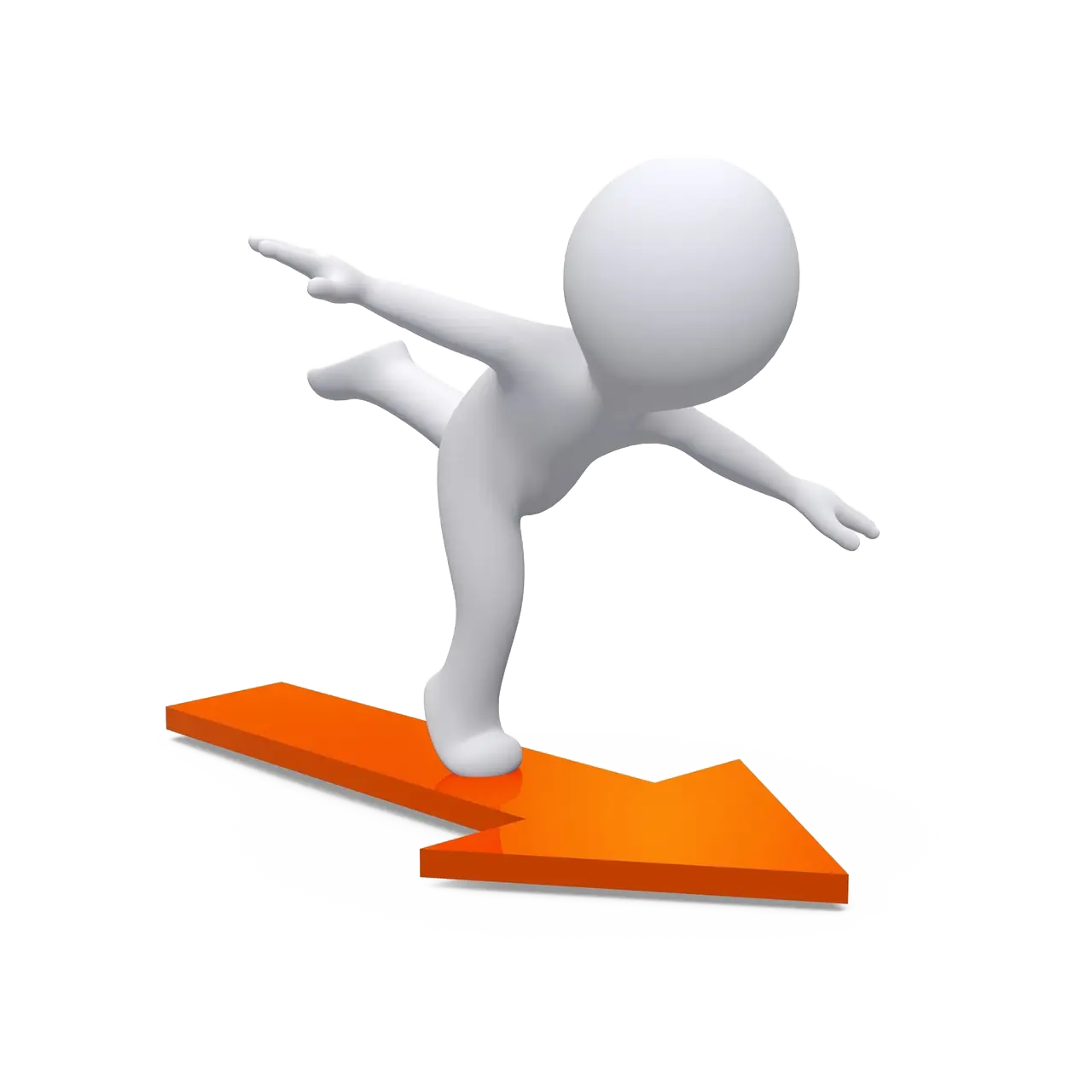Figure Balancing on Orange Arrow