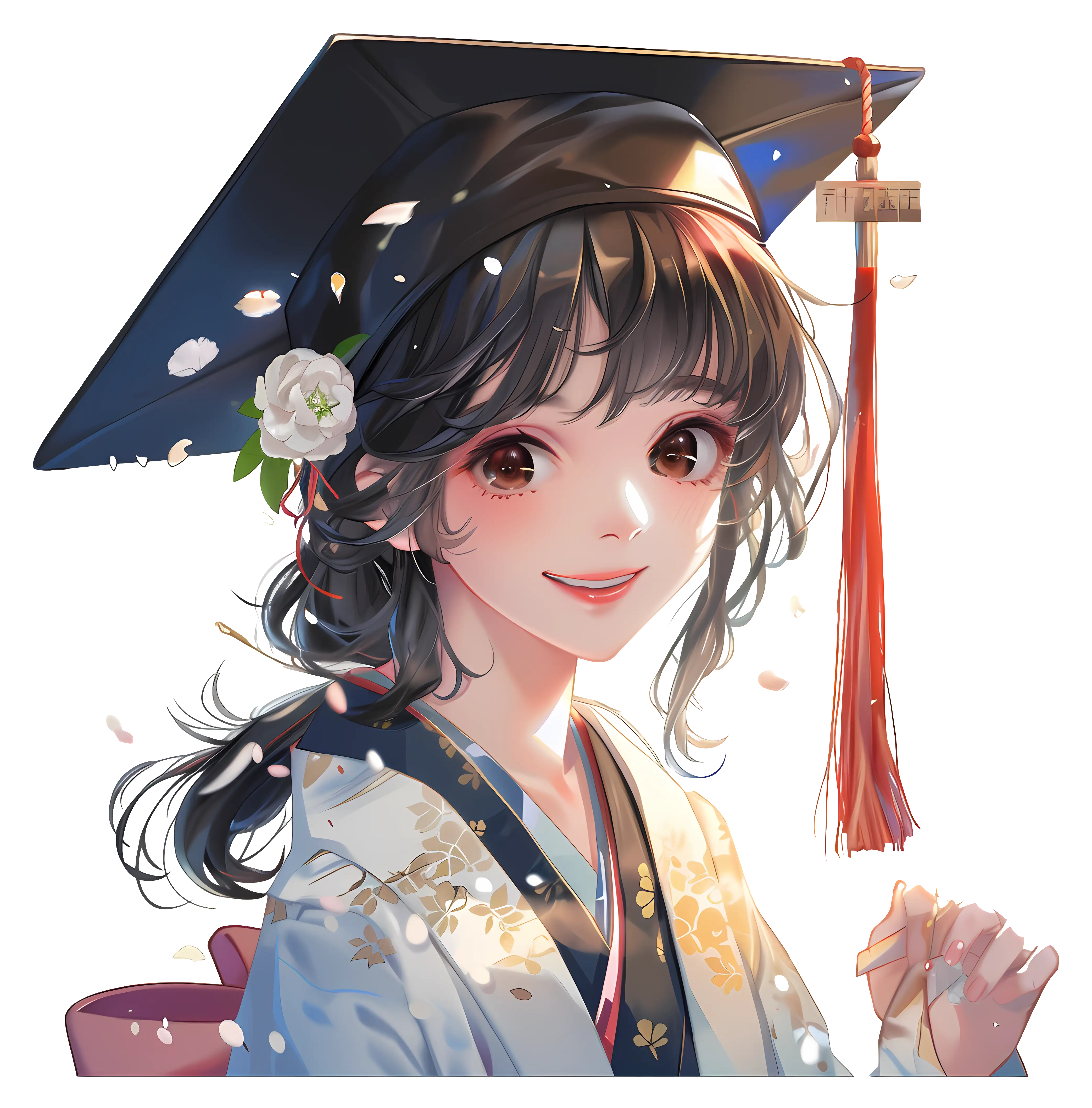 Graduation Anime Girl with Cap