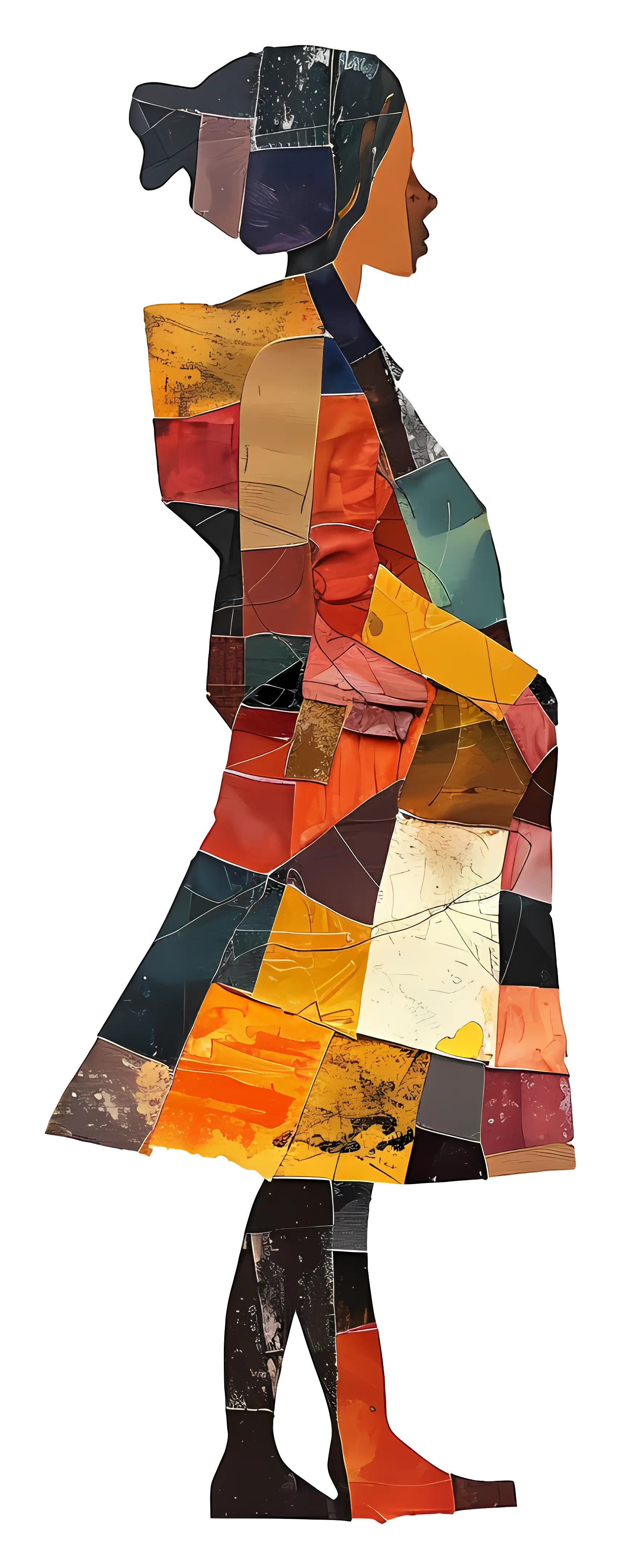 Colorful Patchwork Silhouette of a Woman