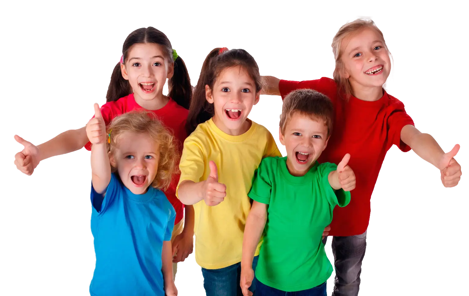 Group of Smiling Children in Colorful Clothing