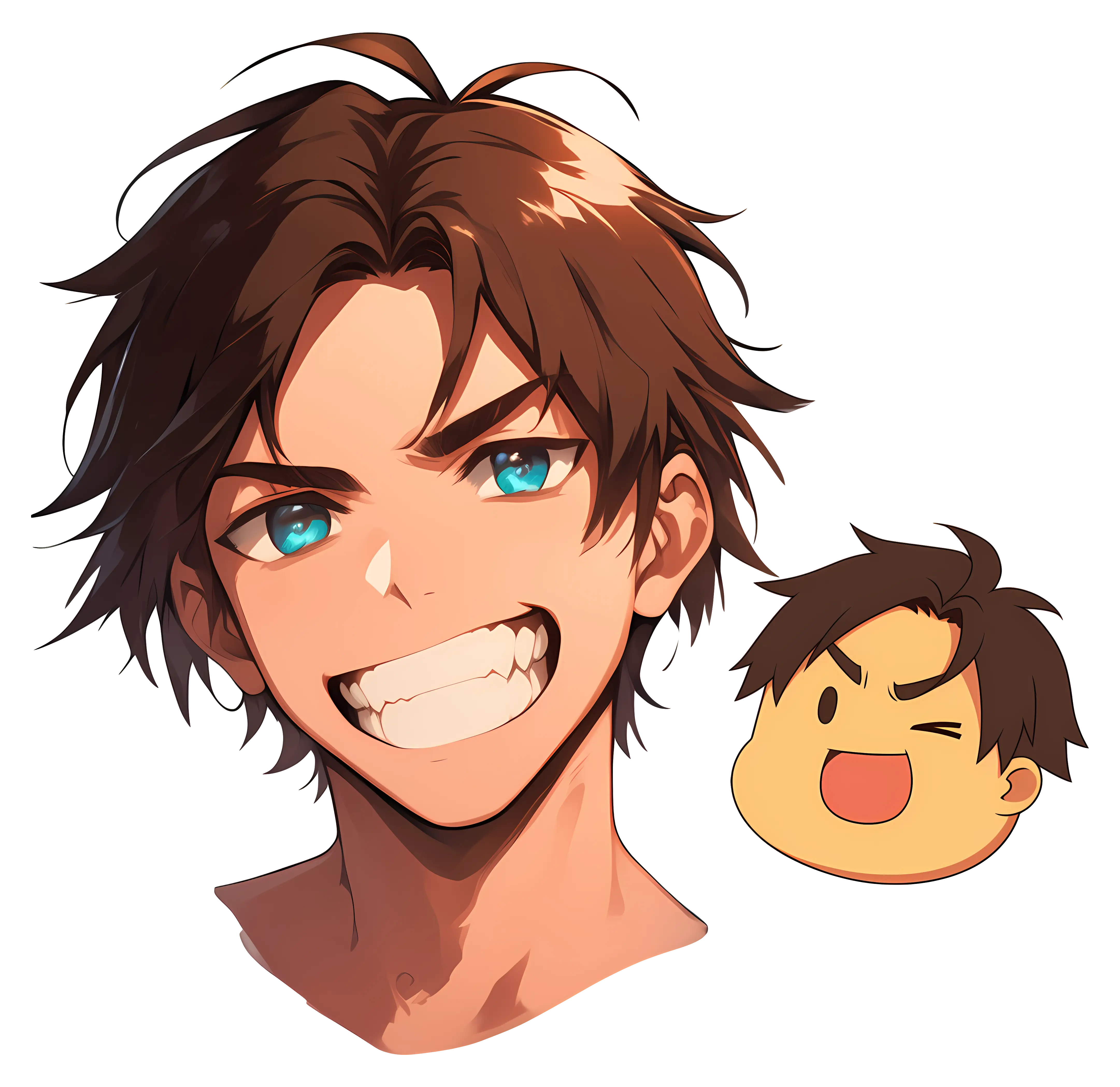 Energetic Smiling Anime Boy