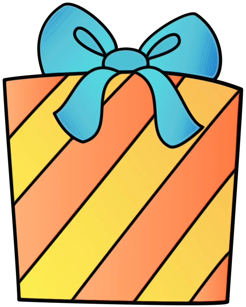 Colorful Gift Box with Blue Ribbon