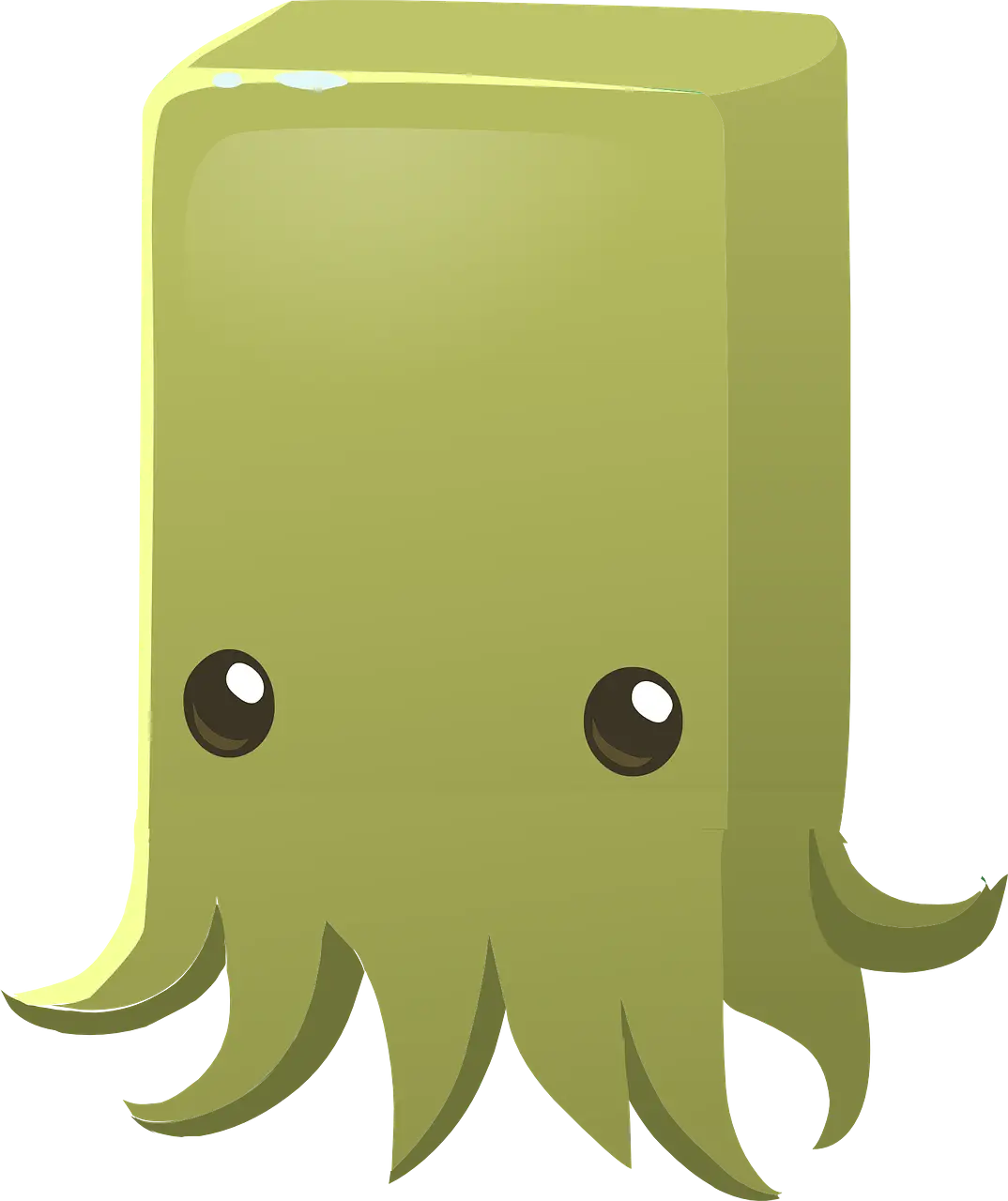 Cute Green Block Cartoon Character