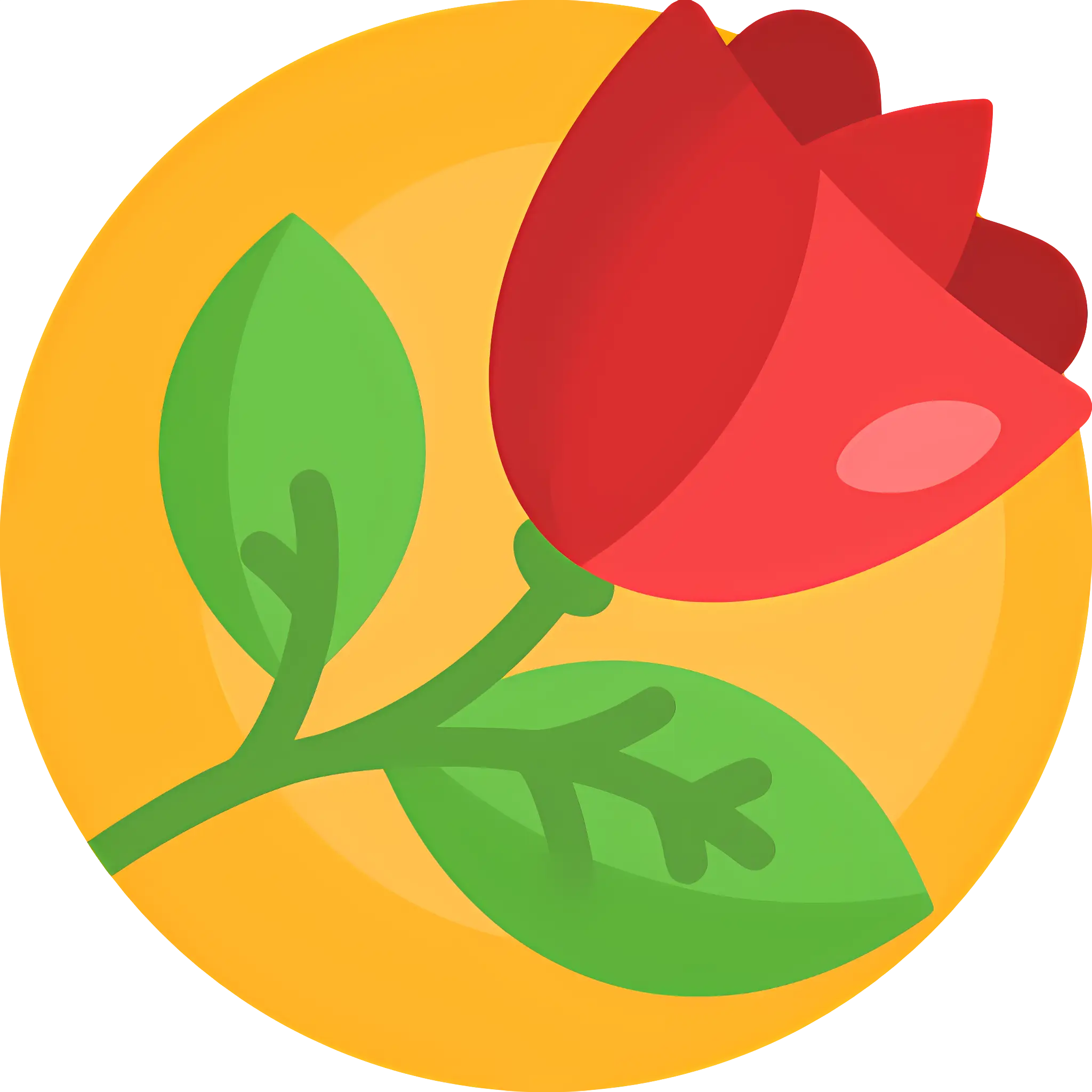 Red Rose with Leaves