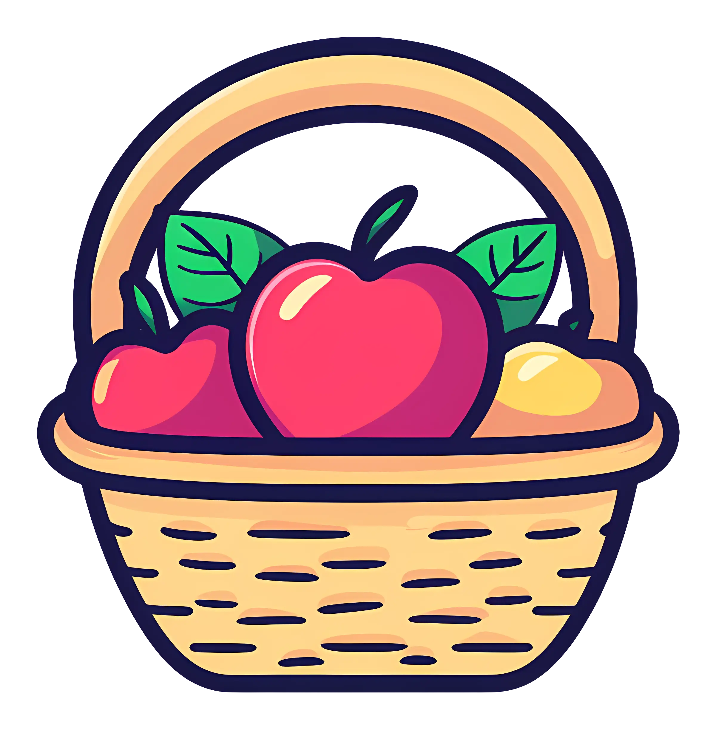 Fruit Basket Cartoon Illustration