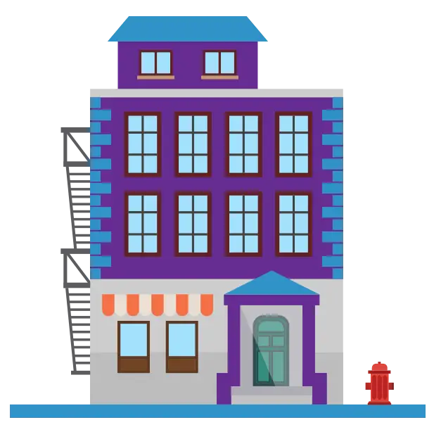 Purple Building with Fire Escape