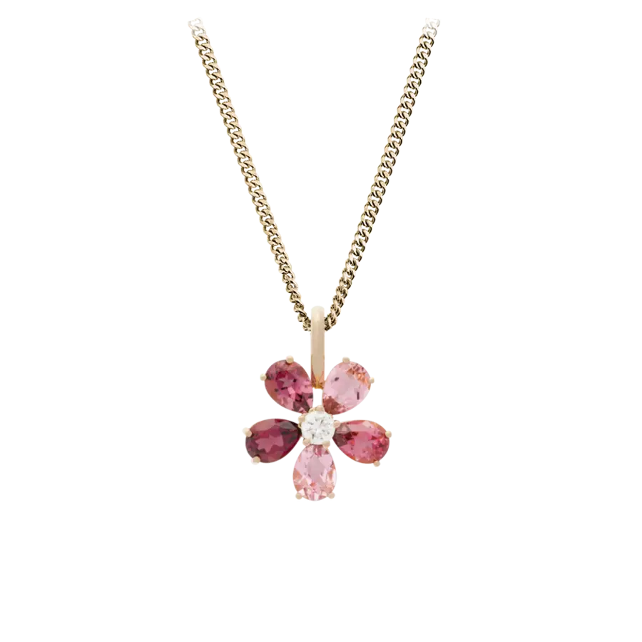 Pink Flower Necklace with Elegant Pendant