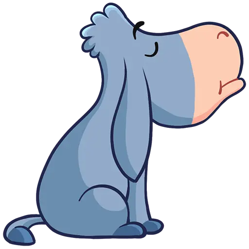Sad Blue Cartoon Donkey