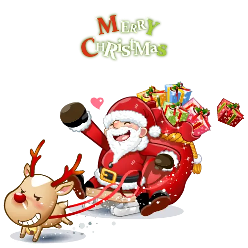 Santa Claus Riding Sleigh with Gifts