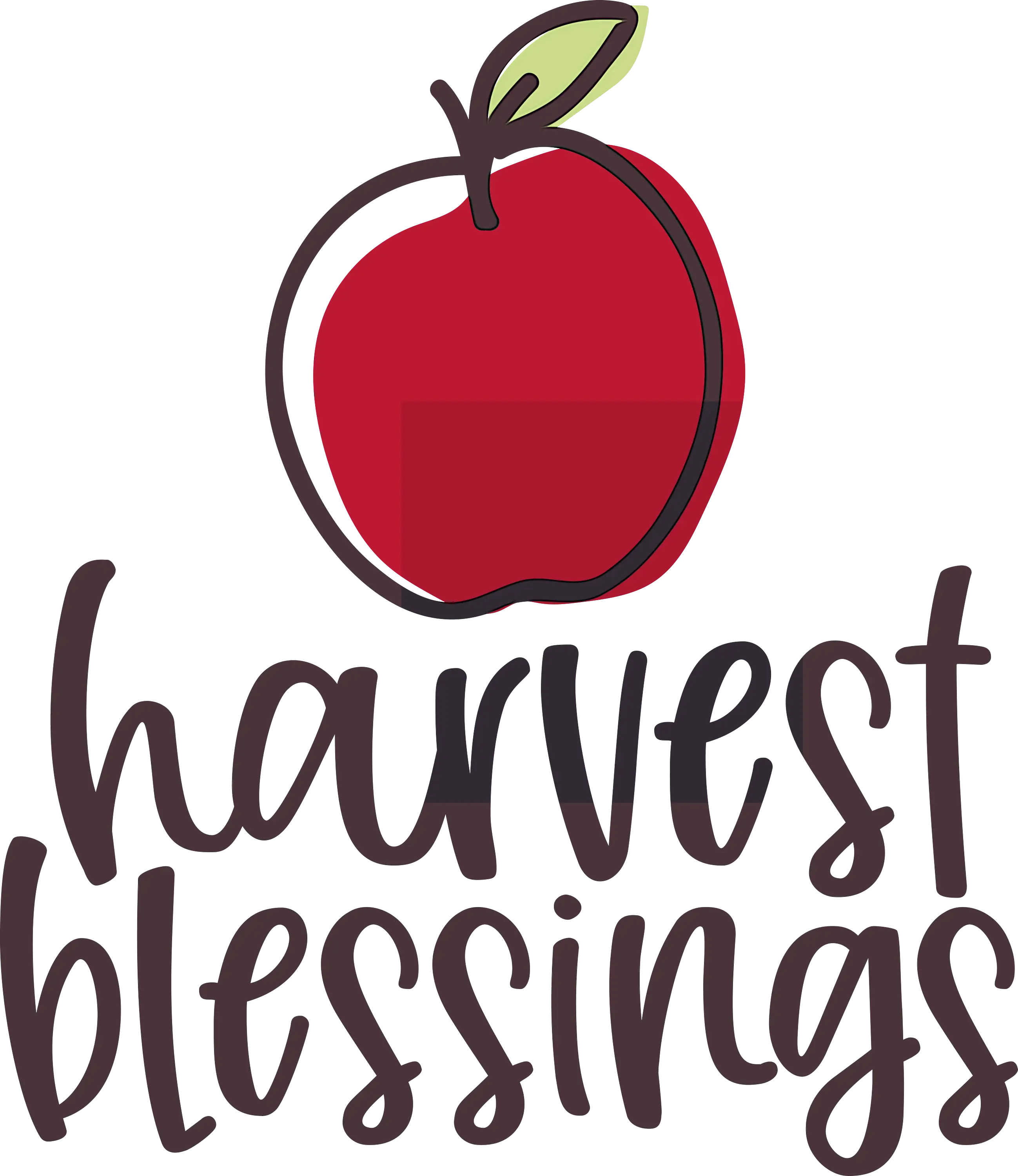 Harvest Blessings Text with Red Apple