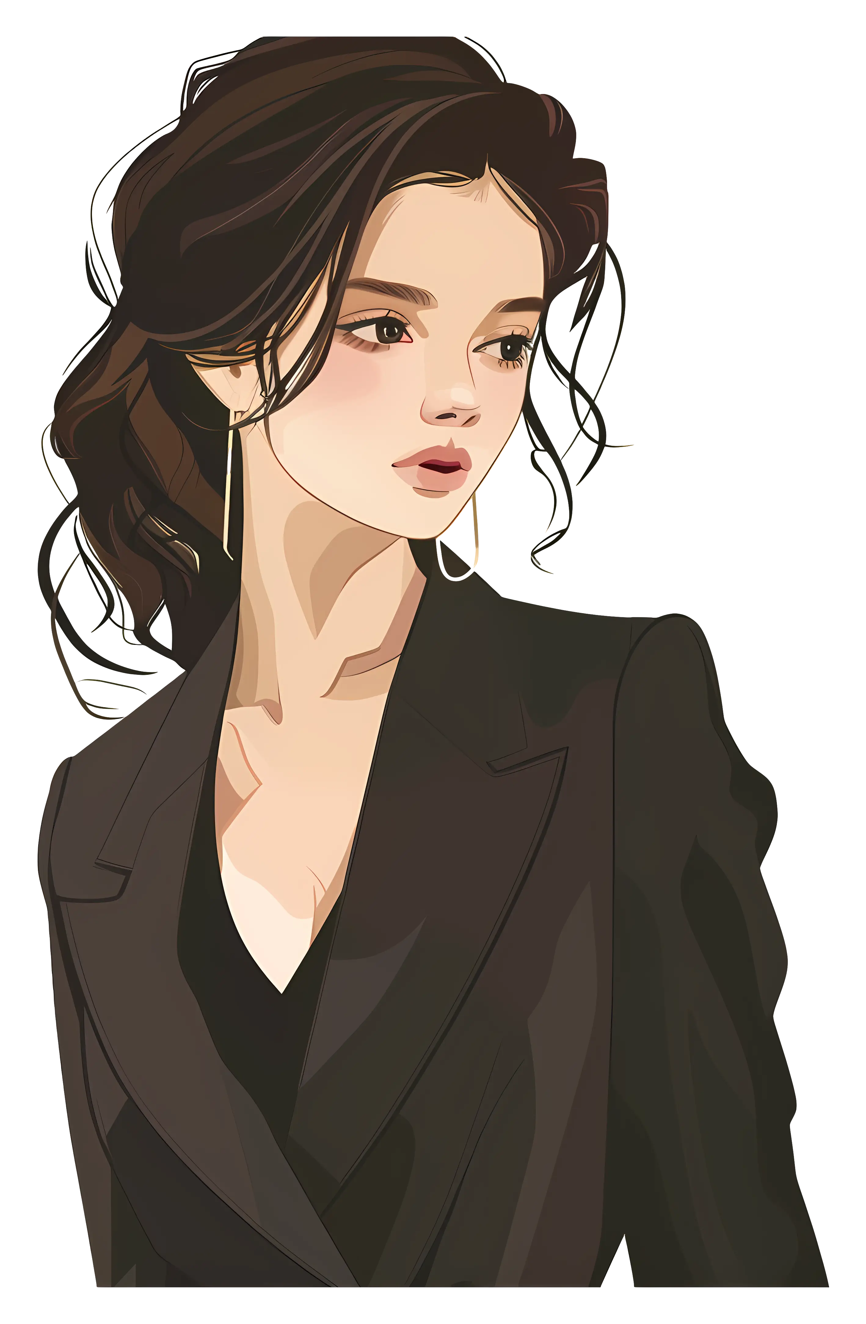 Elegant Woman in Black Outfit