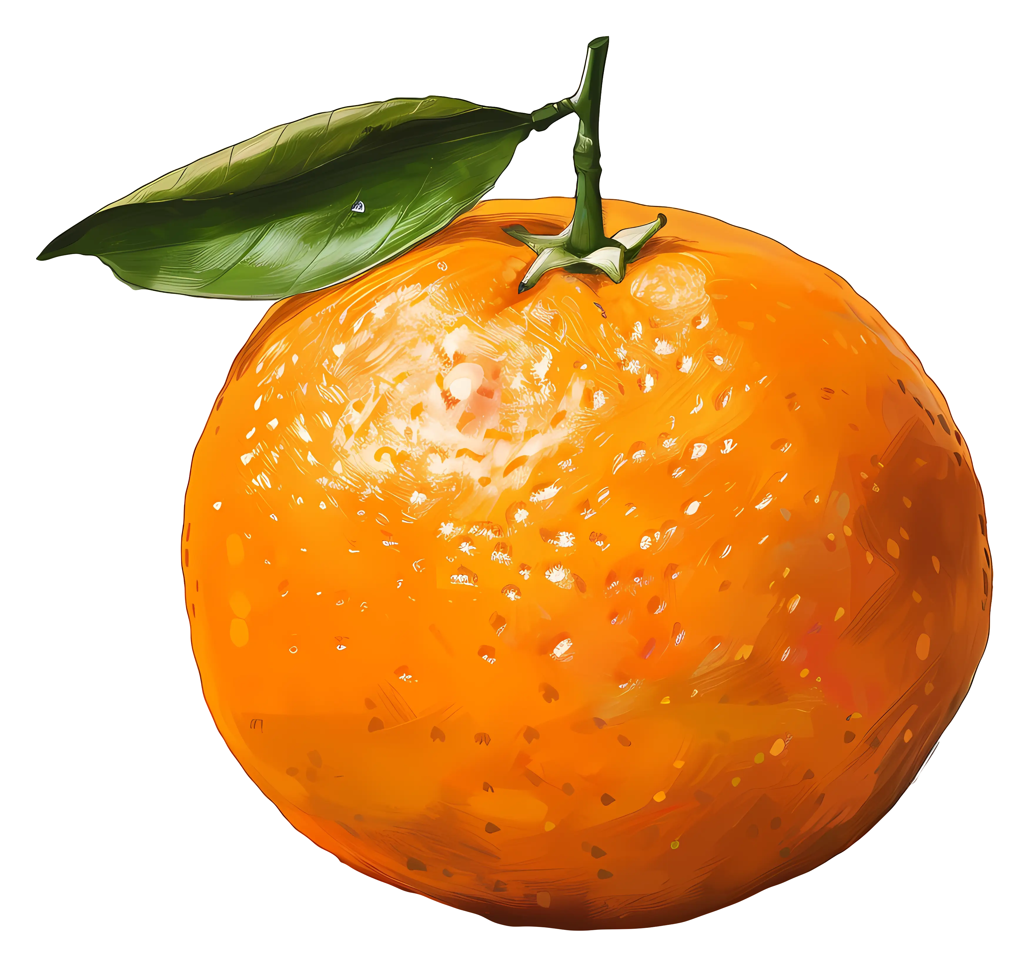 Realistic Orange Fruit with Leaf Illustration