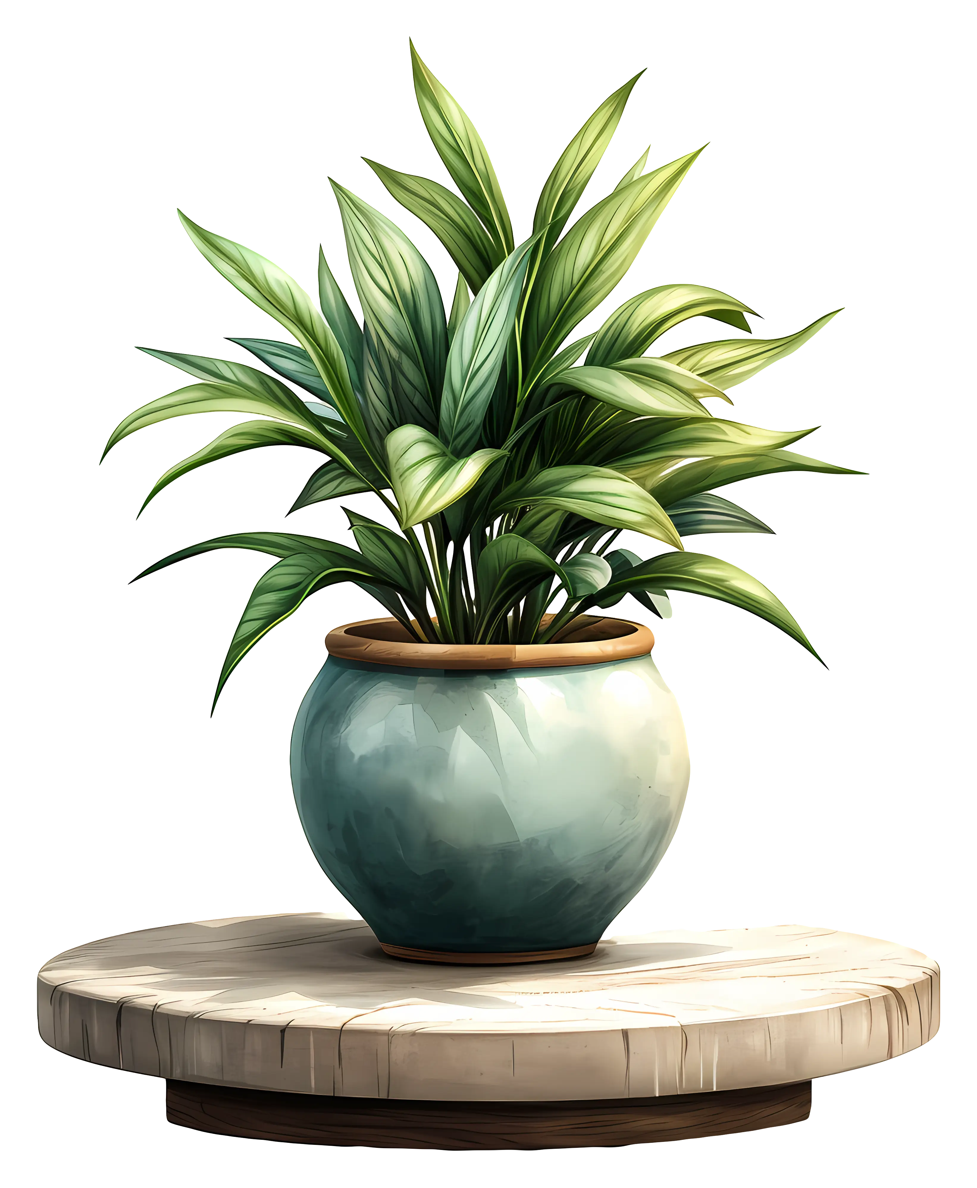 Green Potted Plant on Wooden Table