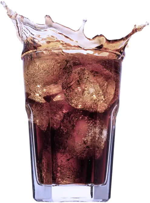 Glass of Soda with Ice and Splash Effect