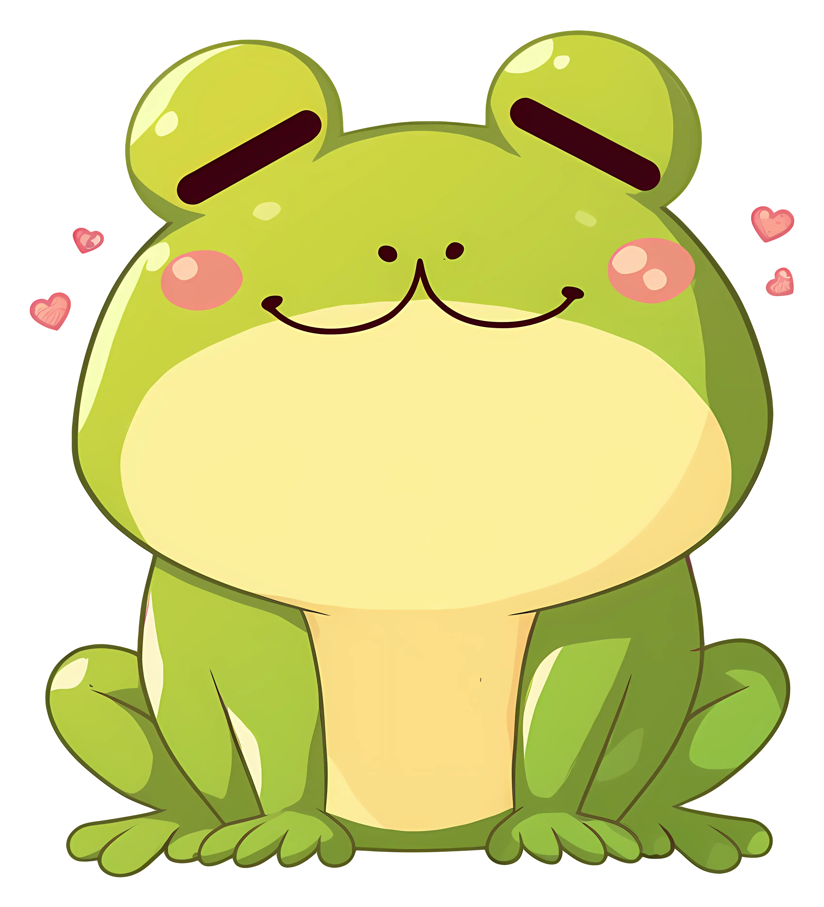 Cute Green Frog with Blushing Cheeks