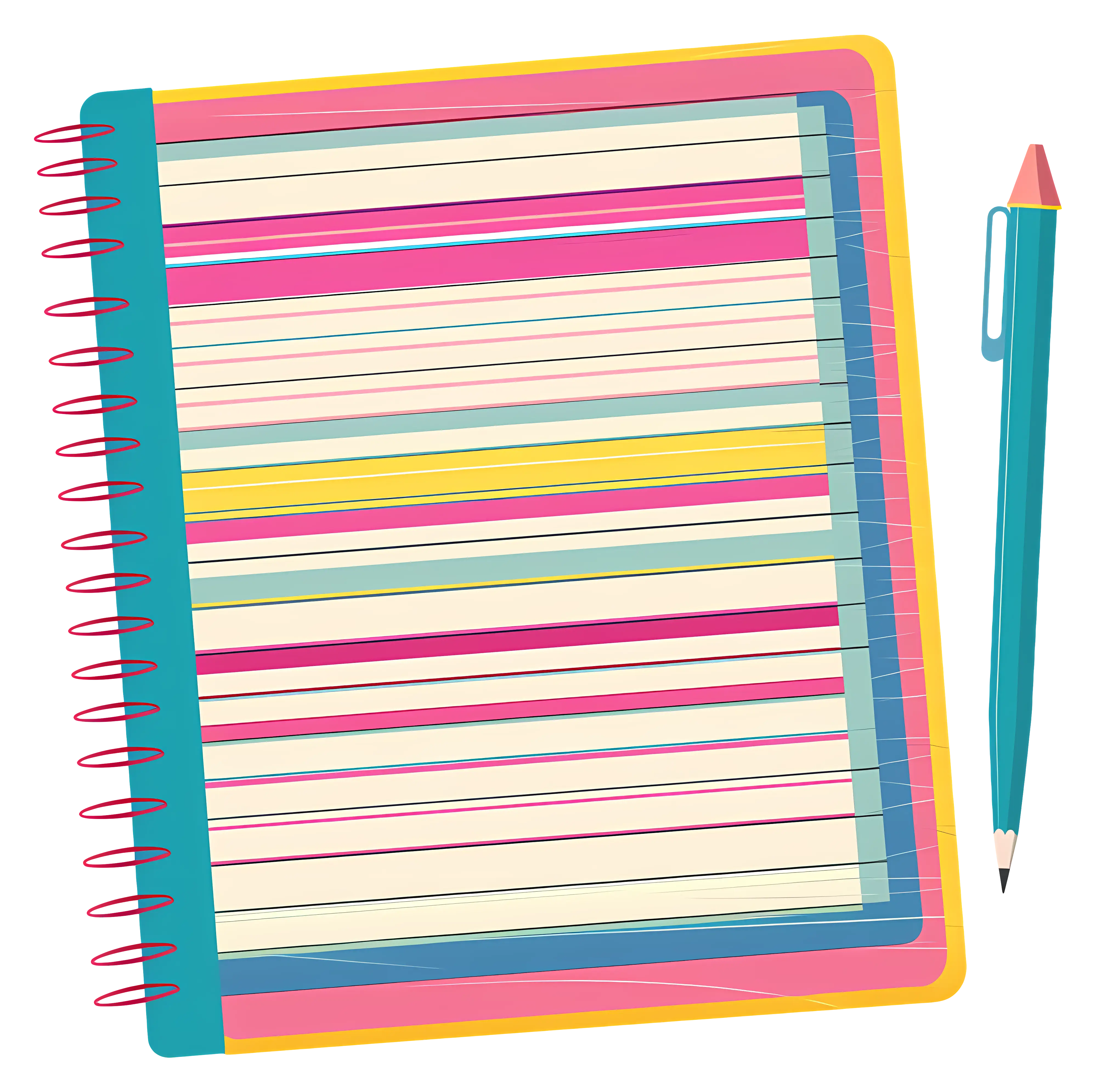 Colorful Notebook and Pencil Illustration