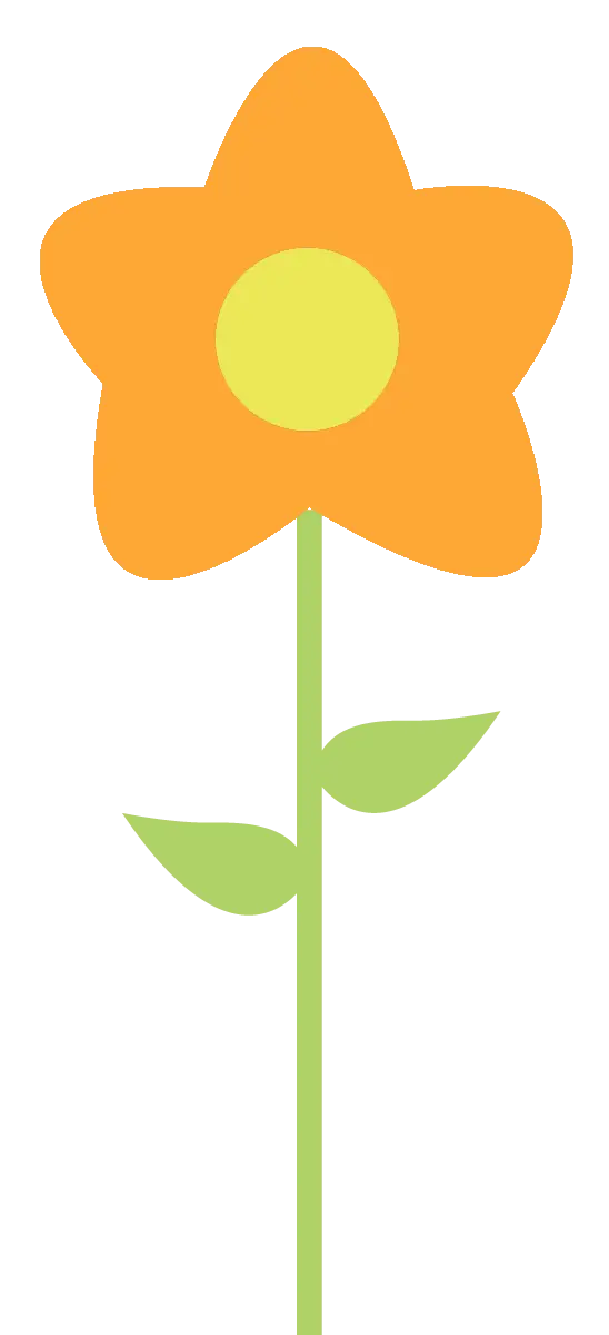 Orange Flower Design with Green Leaves