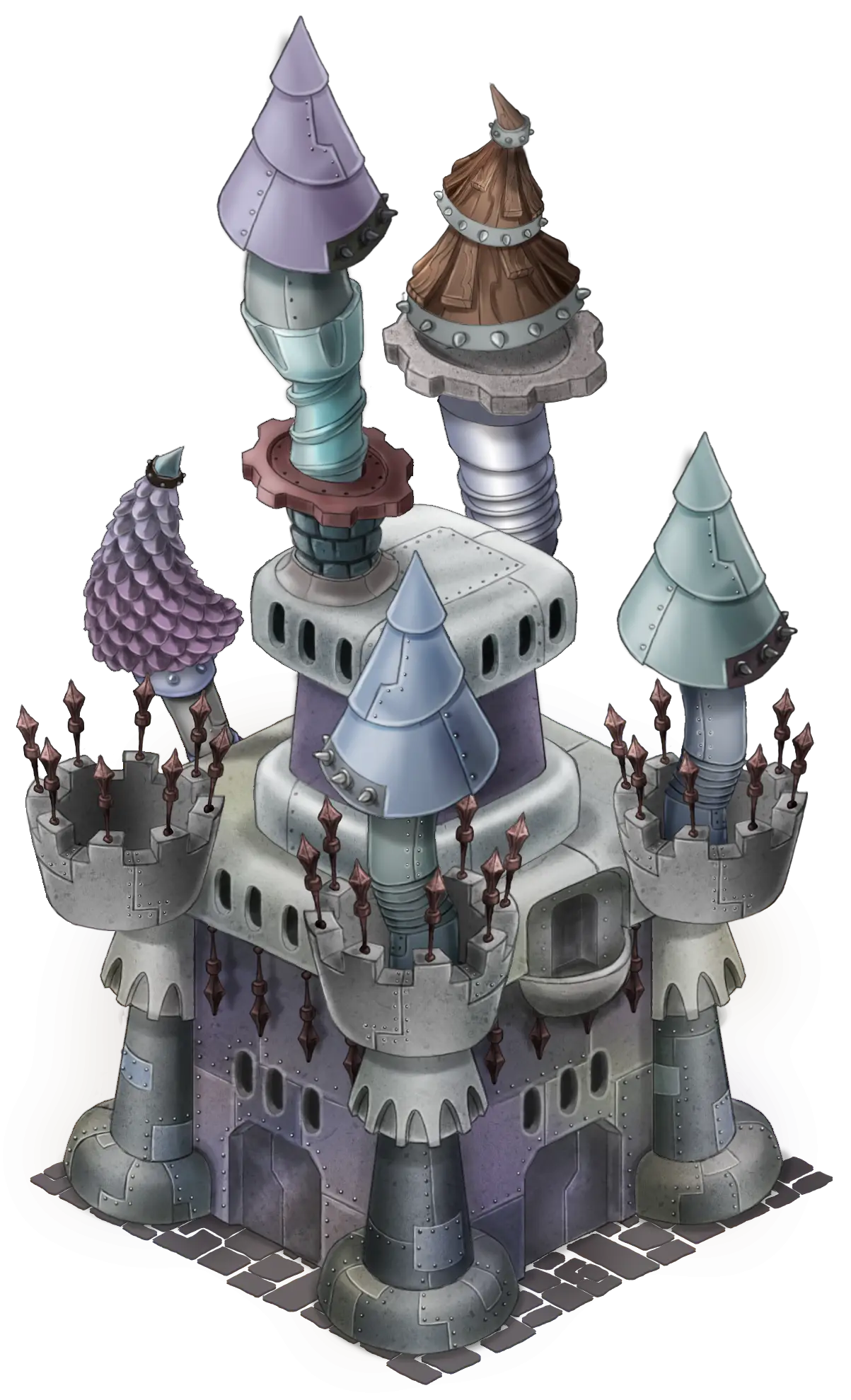 Fantasy Castle with Turrets and Towers