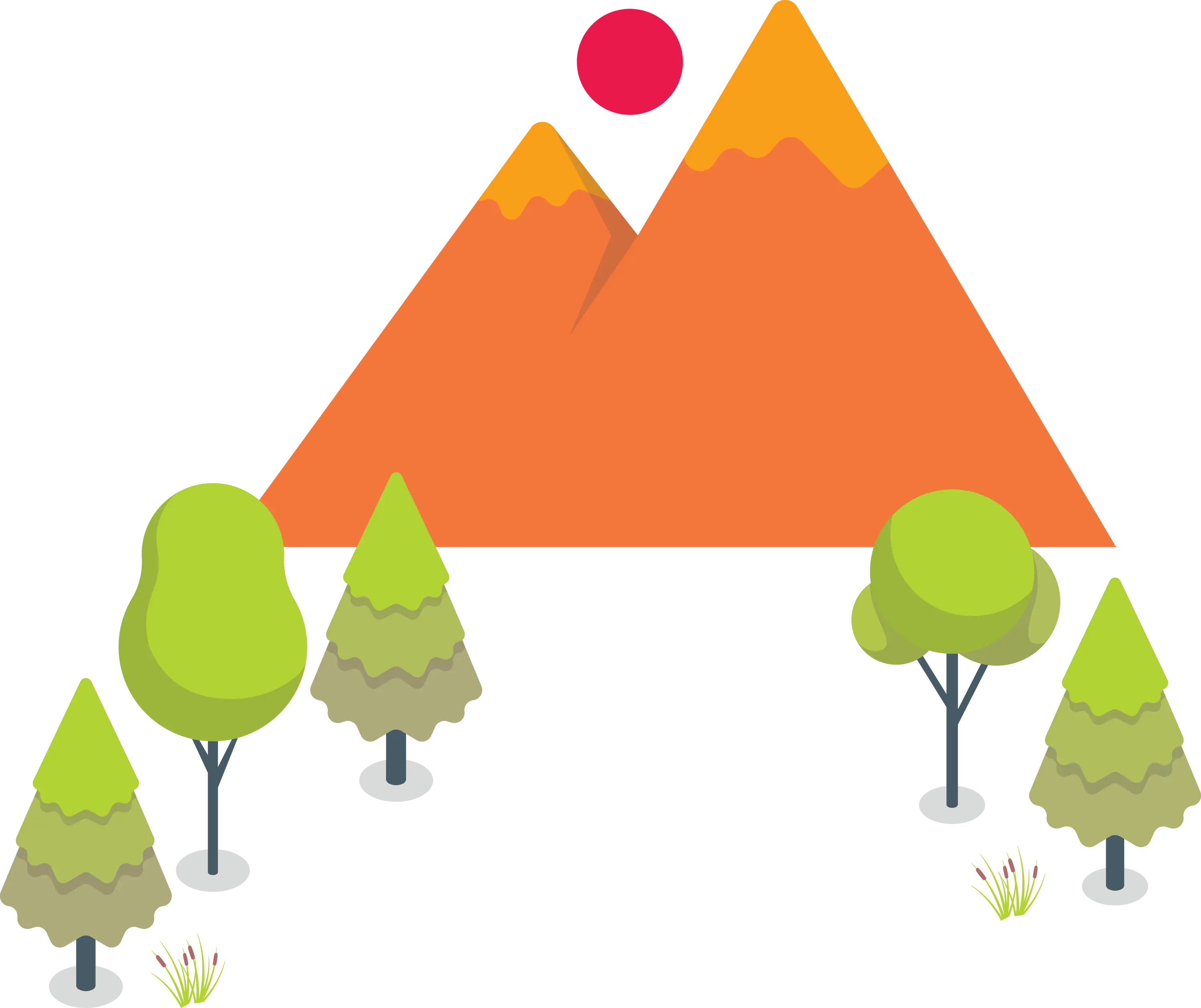 Flat Design of Mountains and Trees